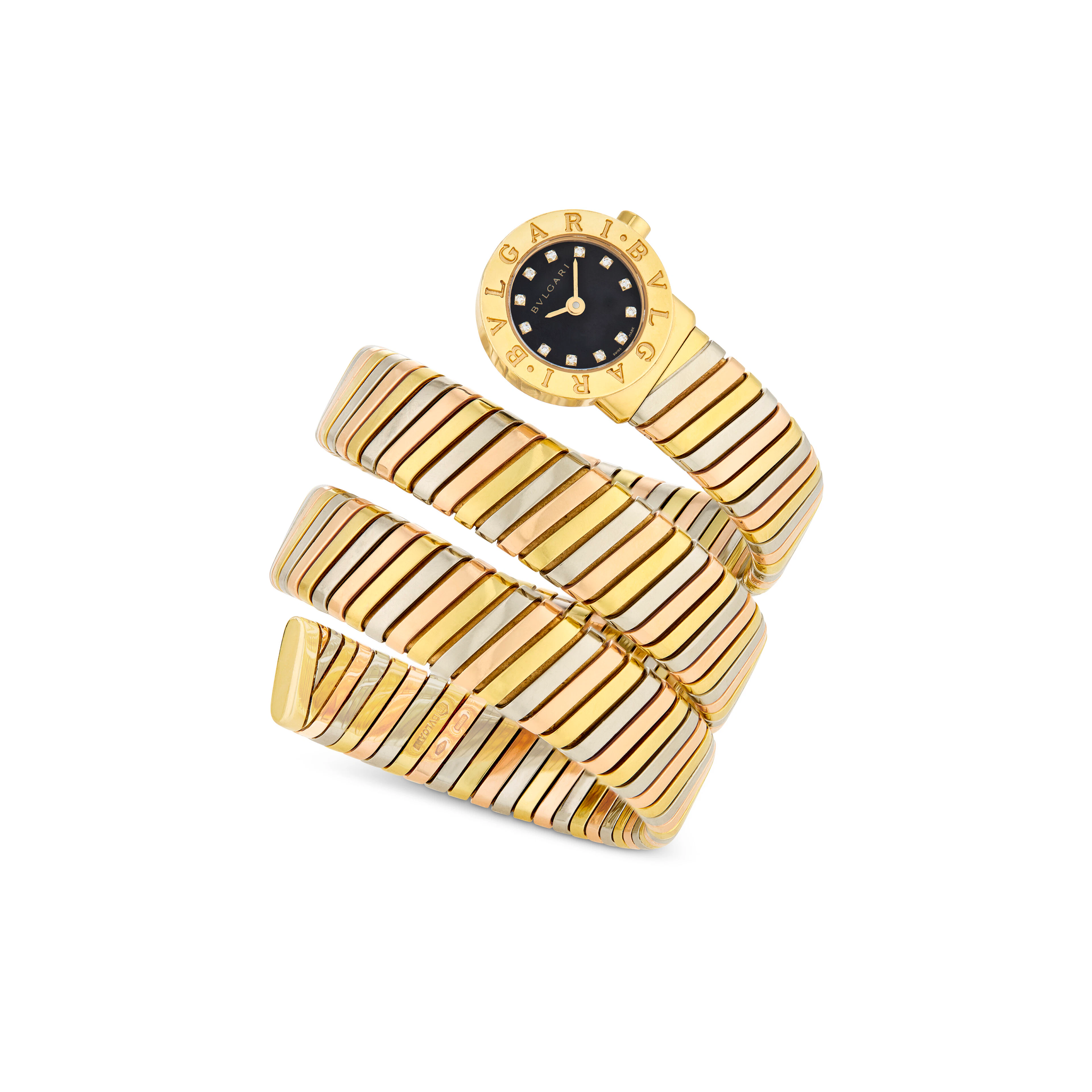 Bulgari Diamond and Tri-Colored Gold 'Tubogas' Wristwatch