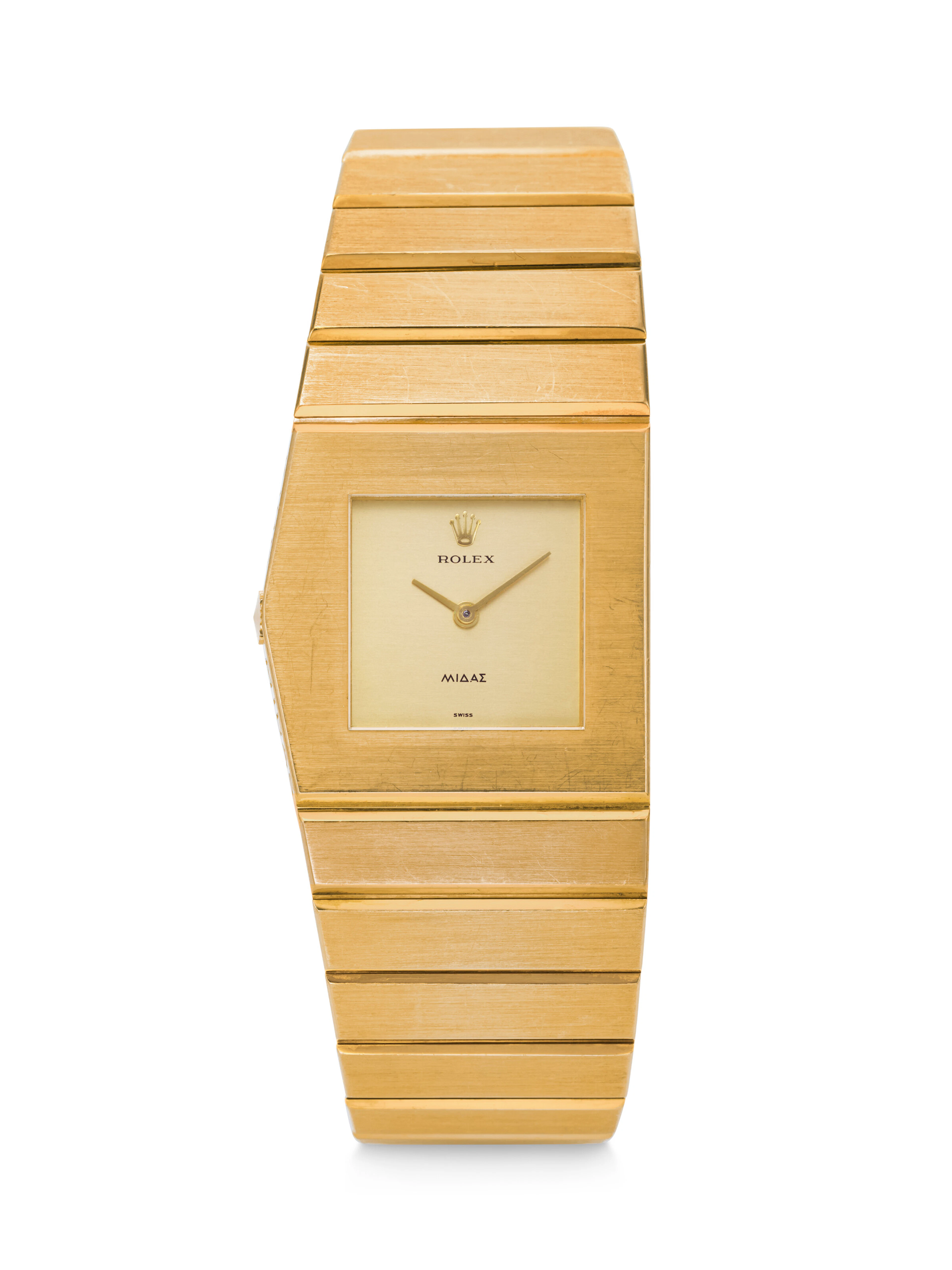 Rolex. A Rare and Heavy 18K Gold Asymmetric Destro...