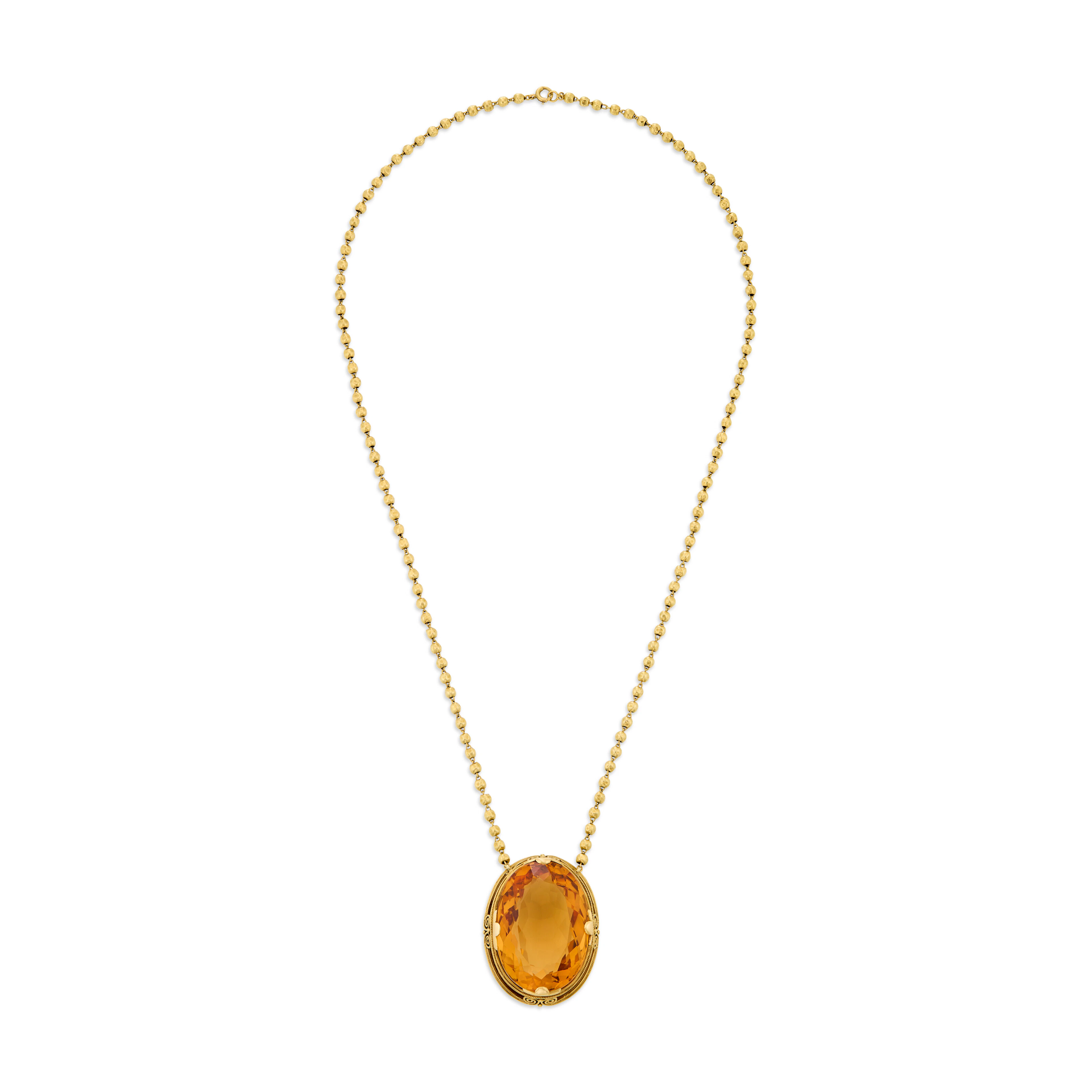 Tiffany & Co., Louis Comfort Tiffany Antique Citrine Pendant-Necklace