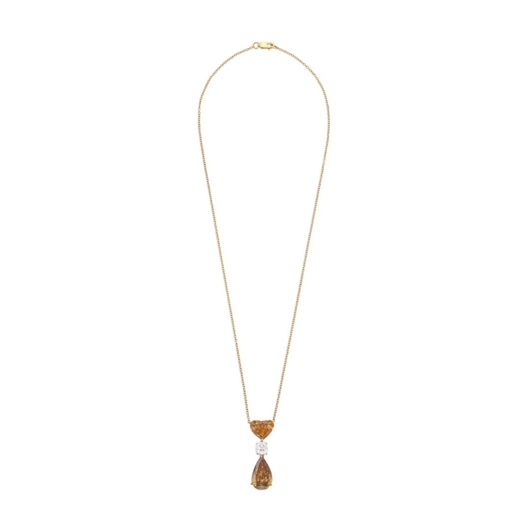 Colored Diamond and Diamond Necklace