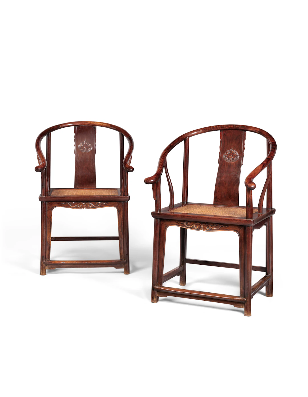 A Rare Pair of Huanghuali Horseshoe-Back Armchairs
