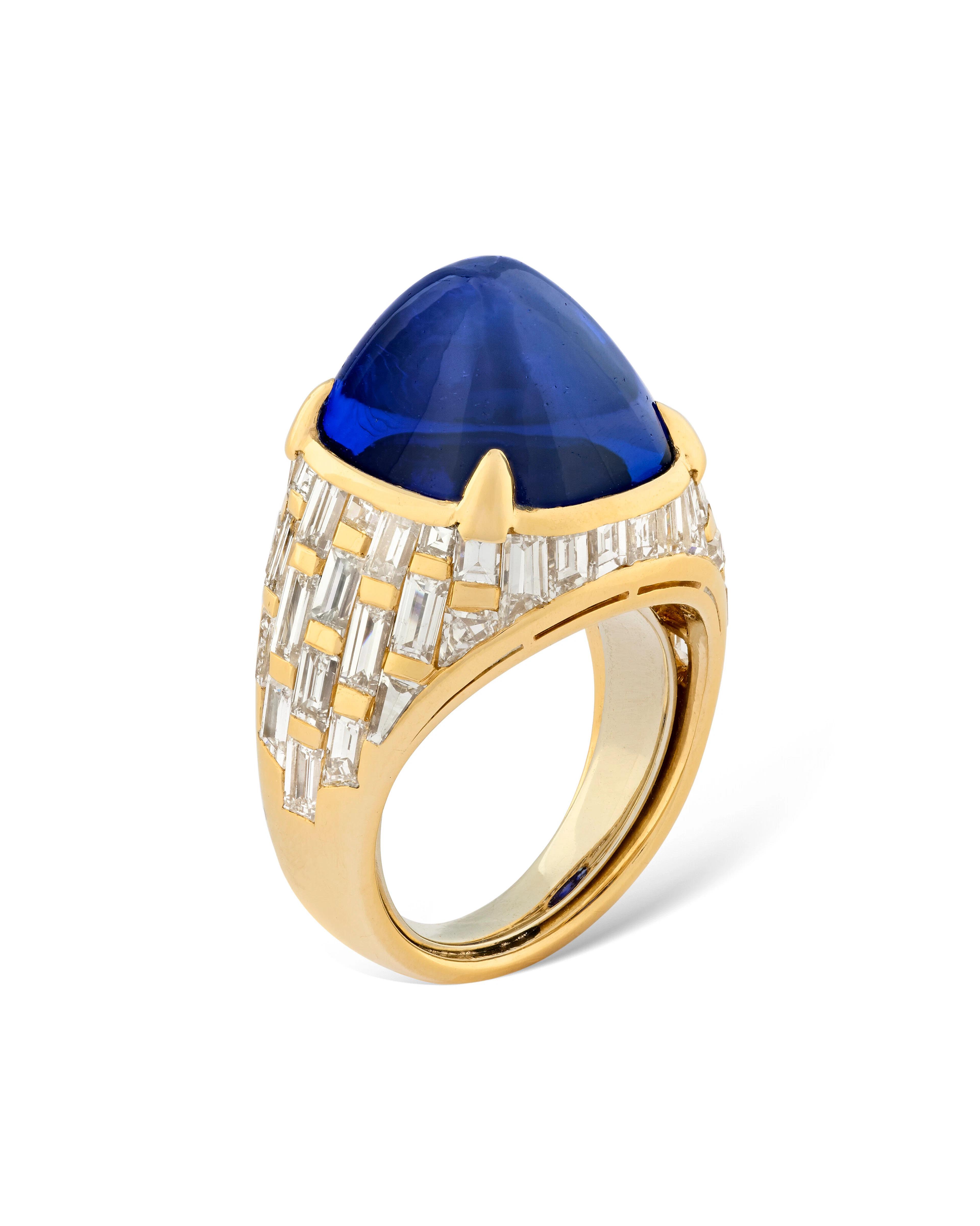 RARE BULGARI SAPPHIRE AND DIAMOND 'TROMBINO' RING