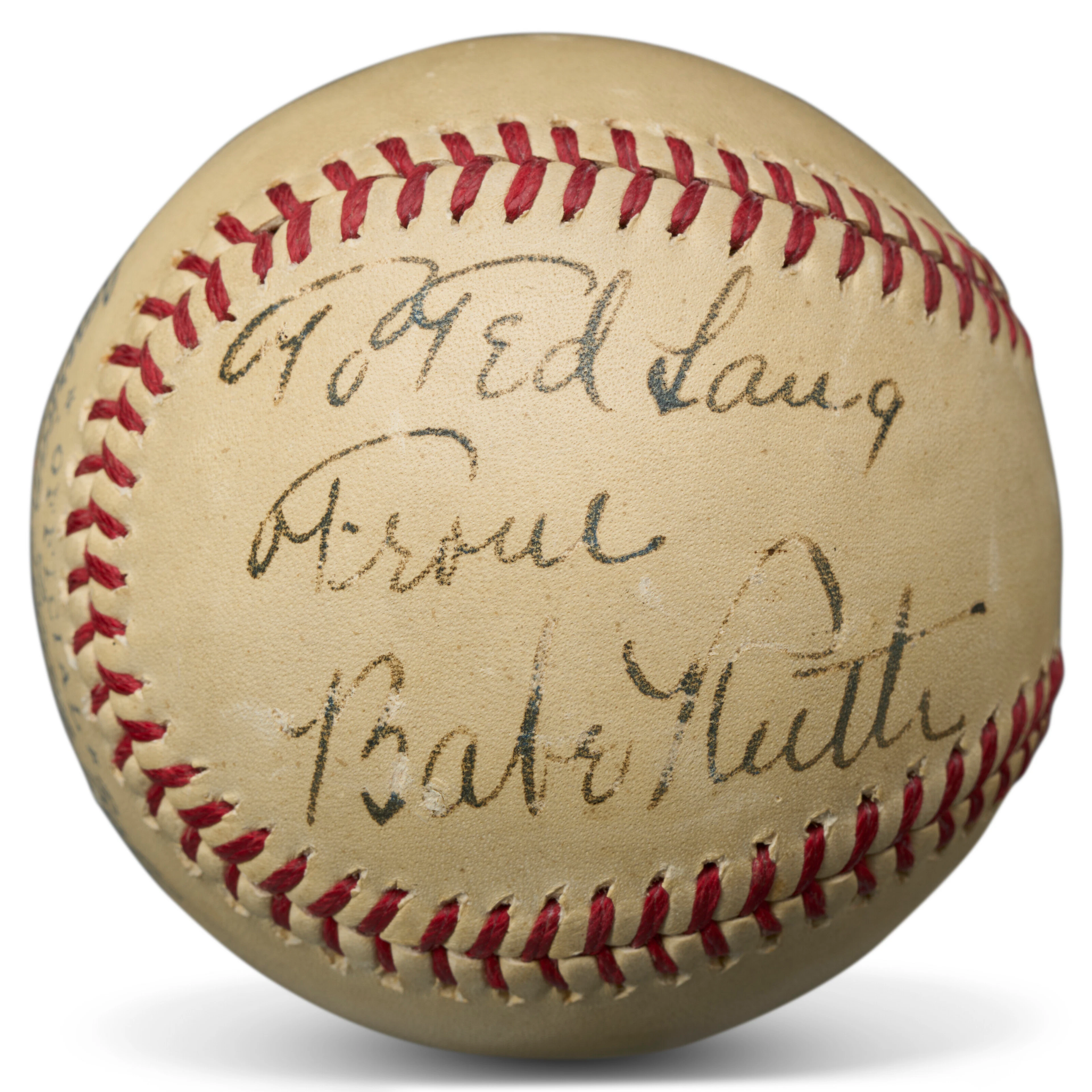 BABE RUTH SINGLE SIGNED BASEBALL (PSA/DNA 5 EX)