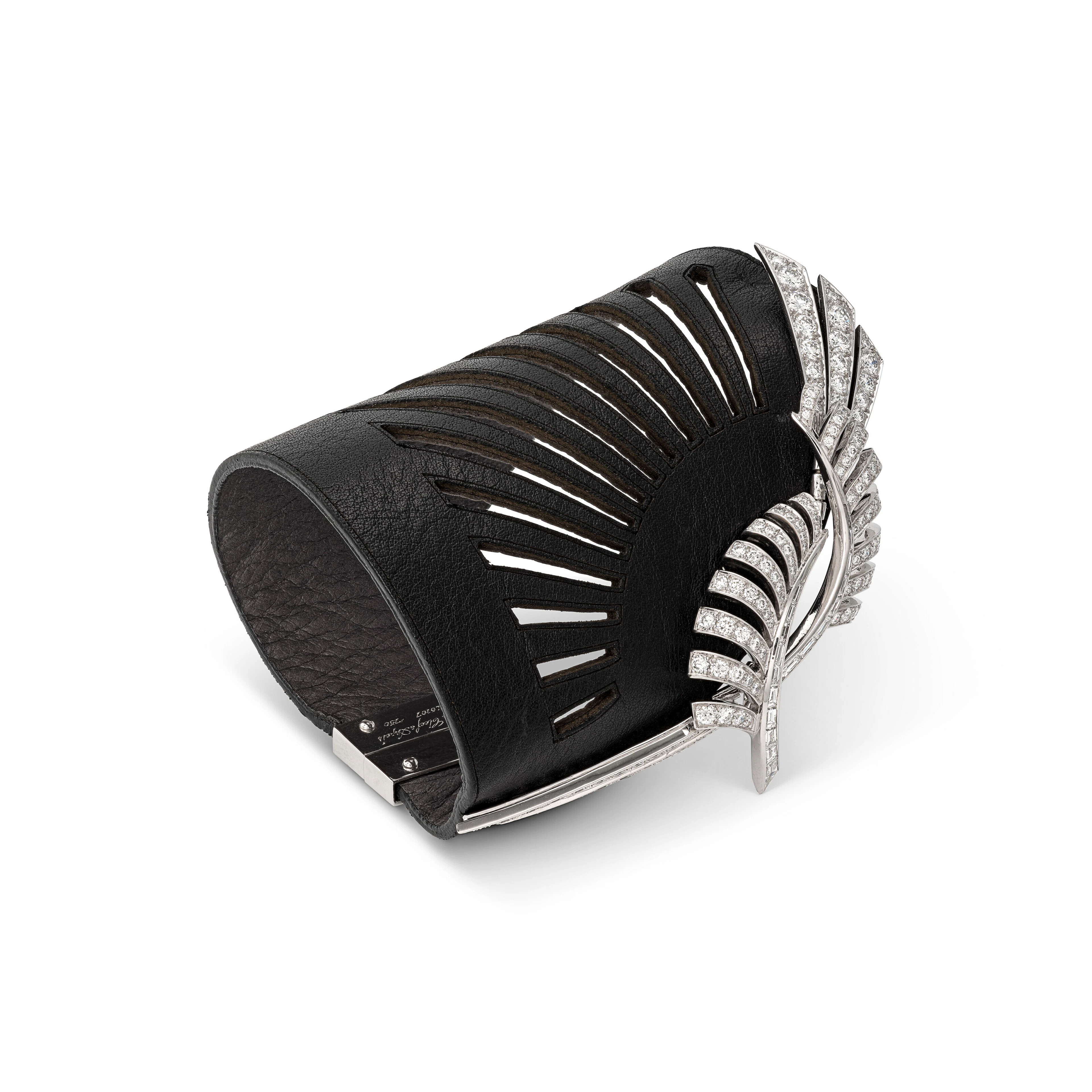 Van Cleef & Arpels Diamond and Leather 'Étincelle' Cuff