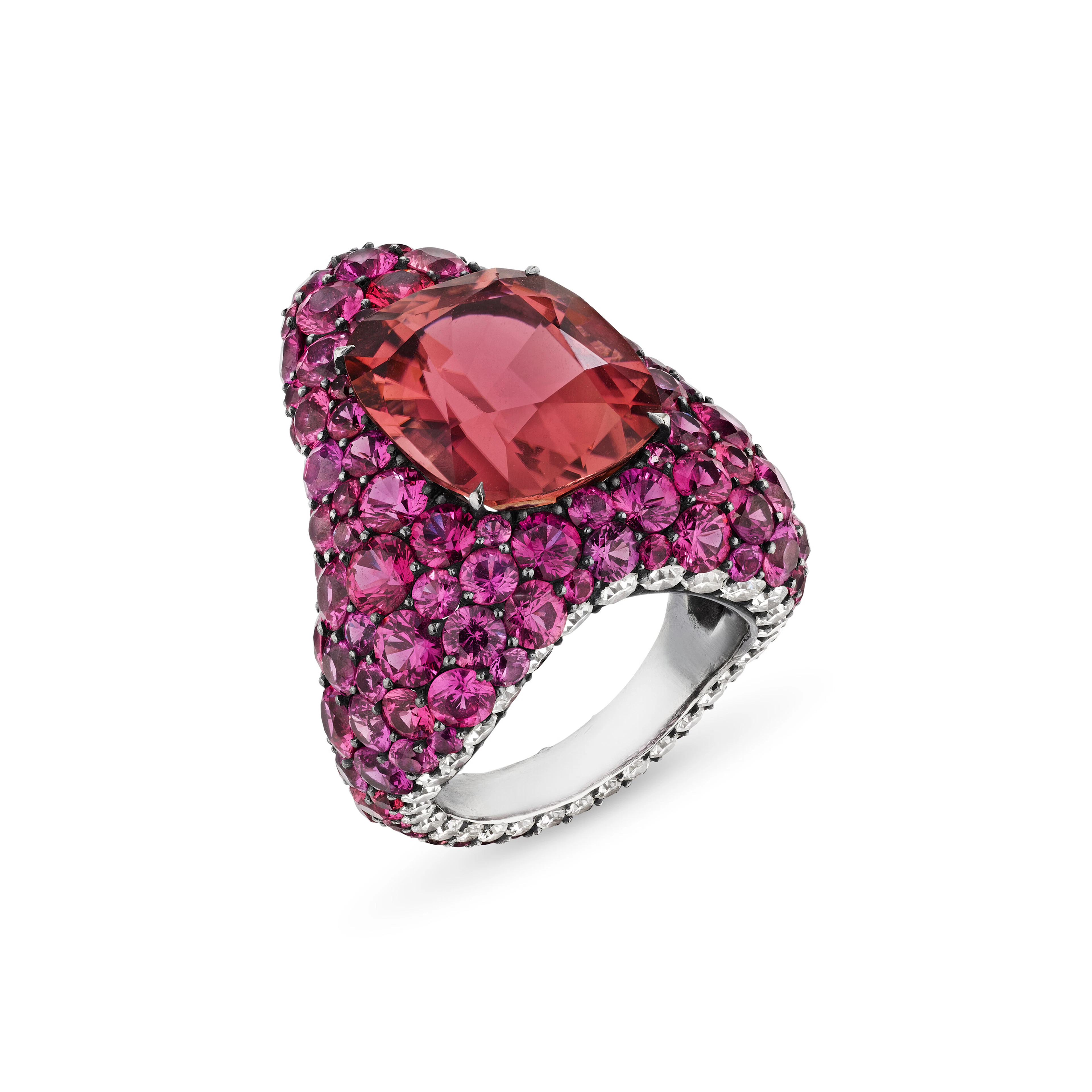Jar Tourmaline, Colored Sapphire and Diamond Ring
