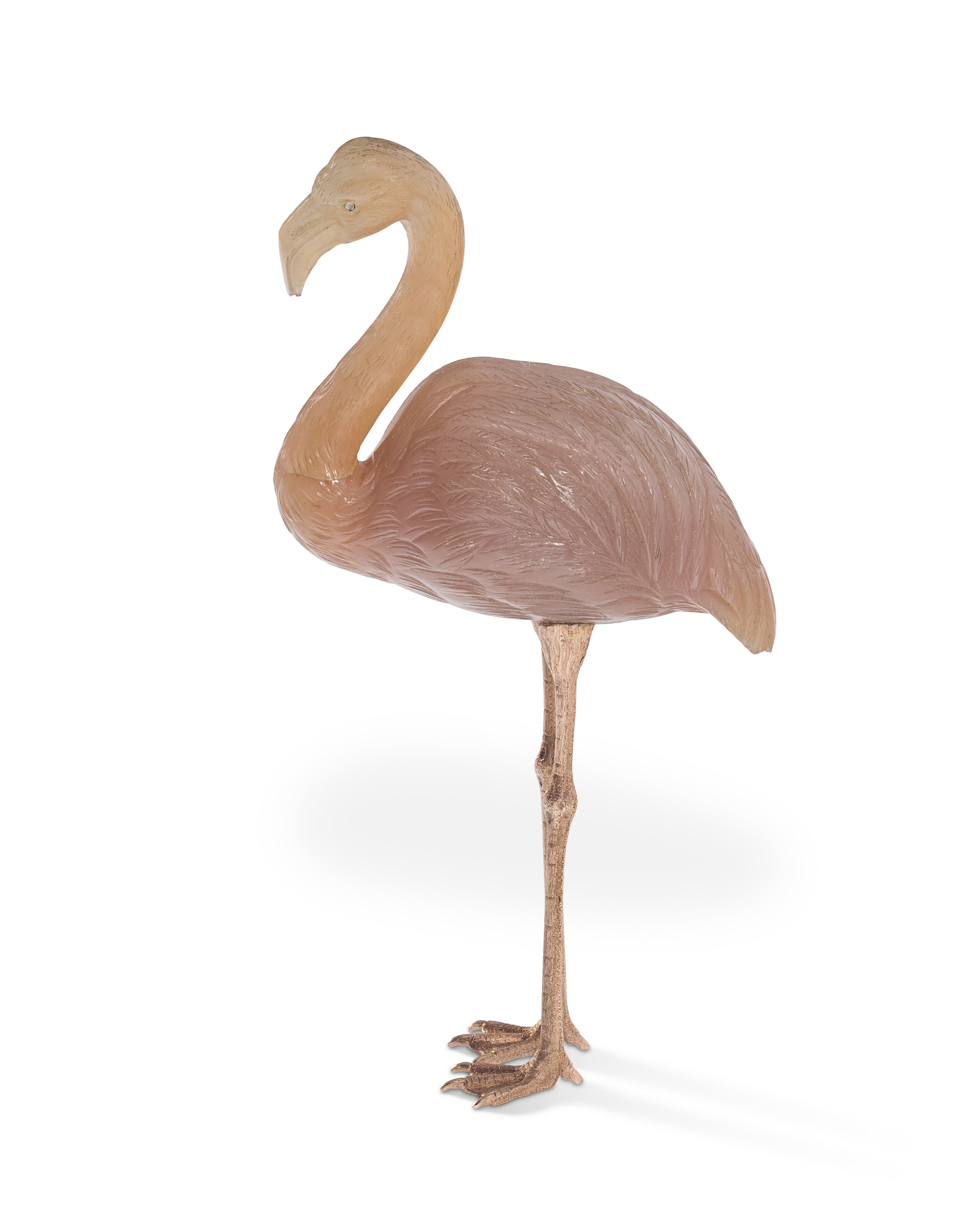 A Jeweled and Gold-Mounted Agate Model of a Flamingo