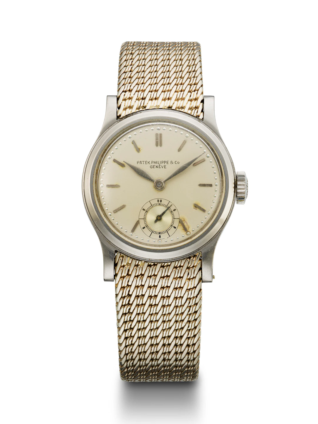 Patek Philippe, Stainless Steel Wristwatch with White Gold Gay Frères Bracelet