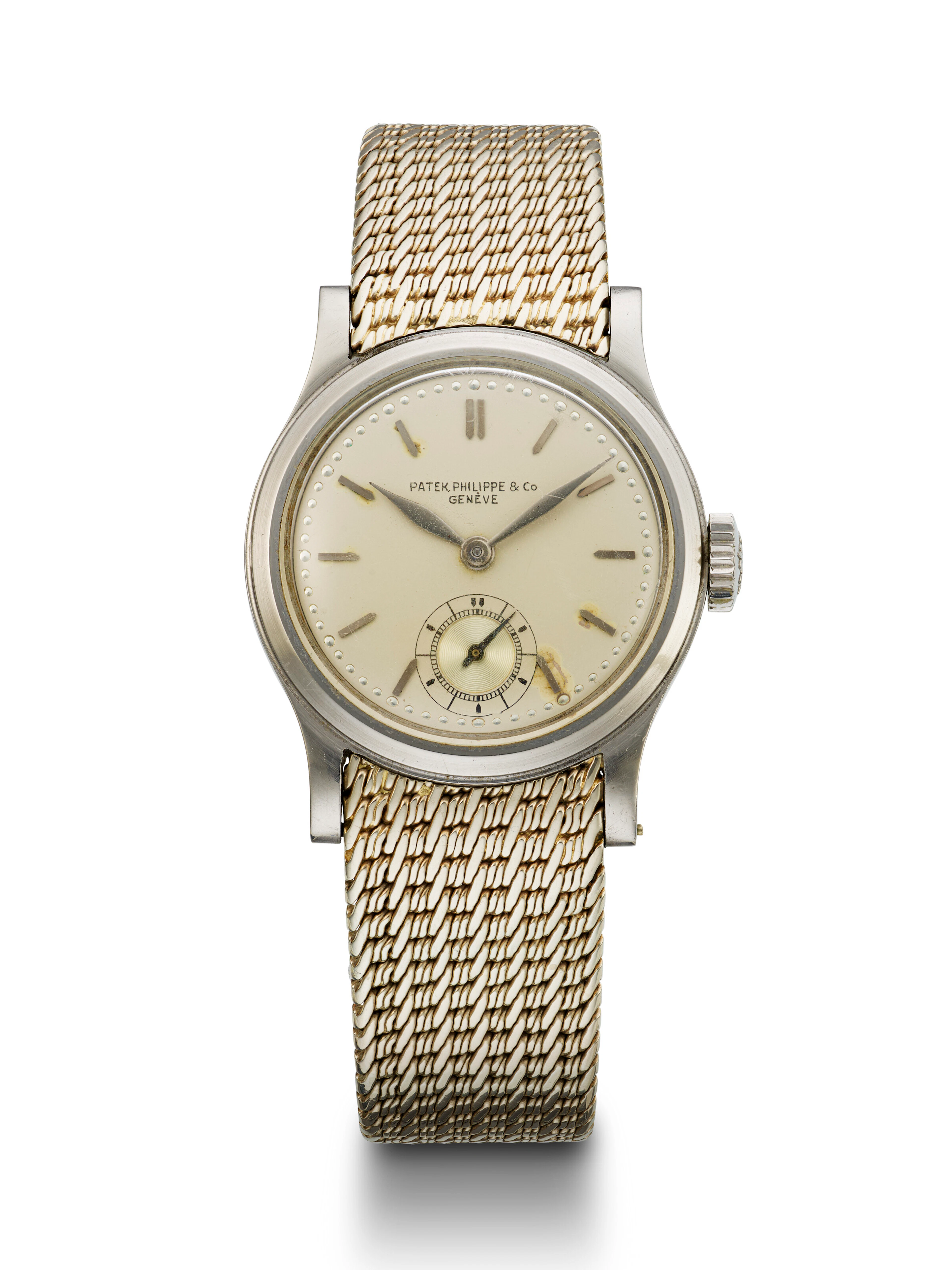 Patek Philippe, Stainless Steel Wristwatch with White Gold Gay Frères Bracelet