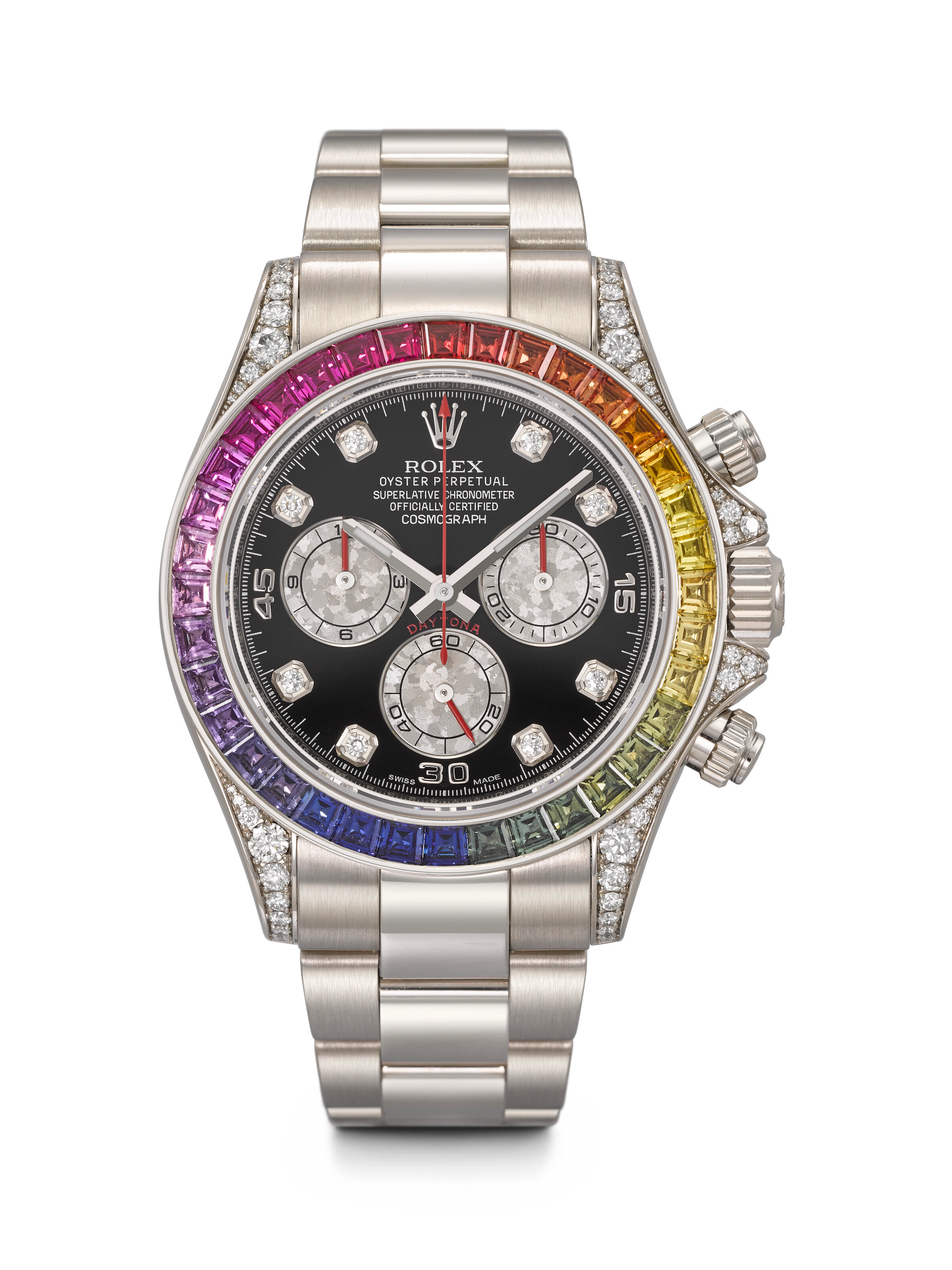 Rolex. A Very Rare and Magnificent 18K White Gold, Diamond and Multi-Coloured