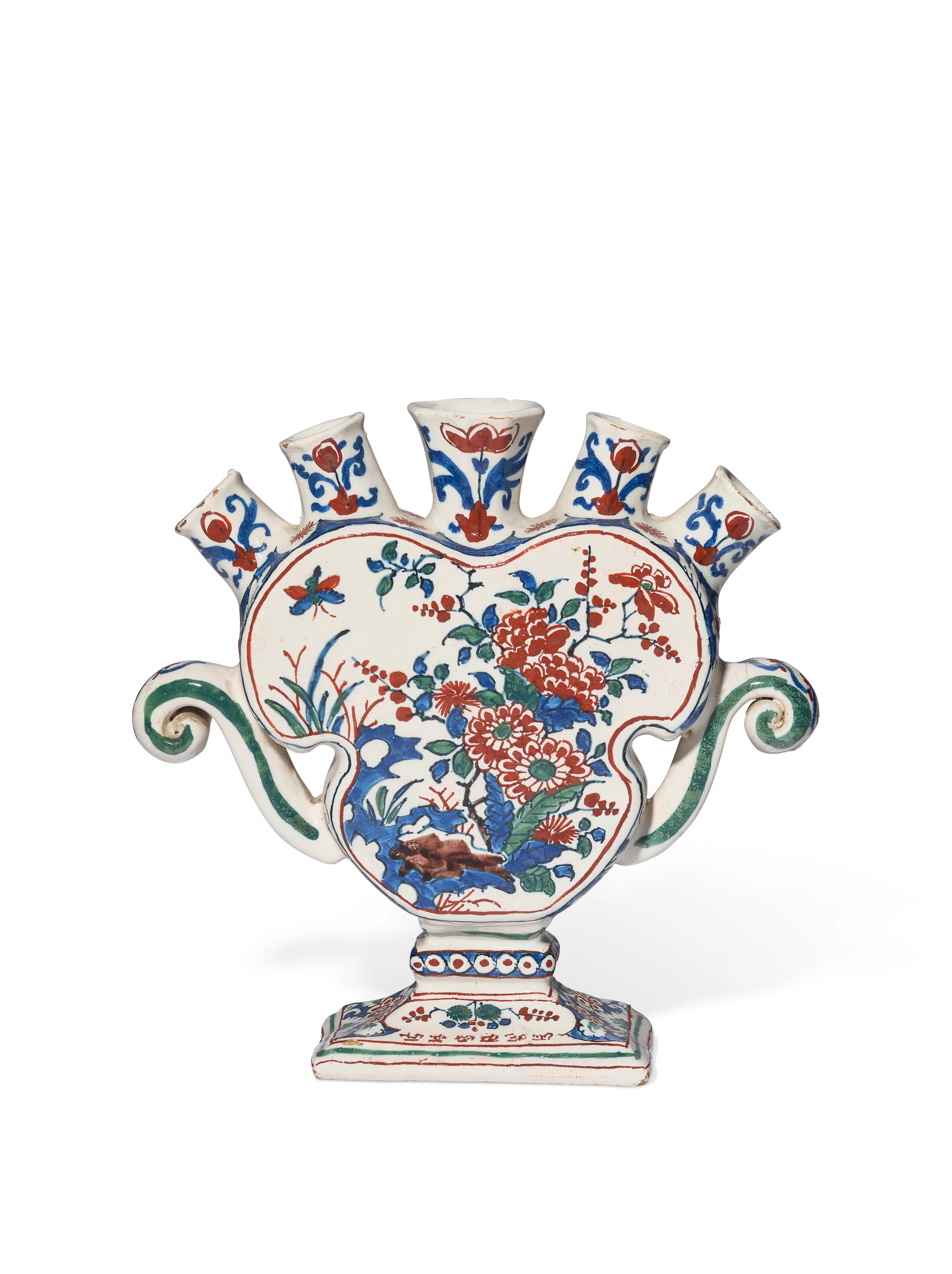 A Dutch Delft Five-Finger Flower Vase