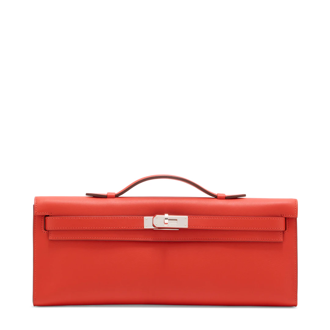 A Rouge Tomate Swift Leather Kelly Cut with Palladium Hardware