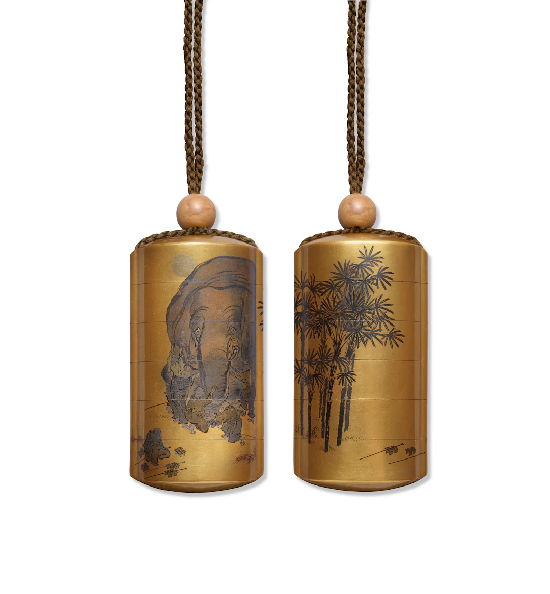A Gold Lacquer Five-Case Inro