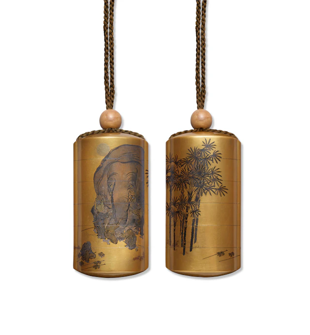 A Gold Lacquer Five-Case Inro
