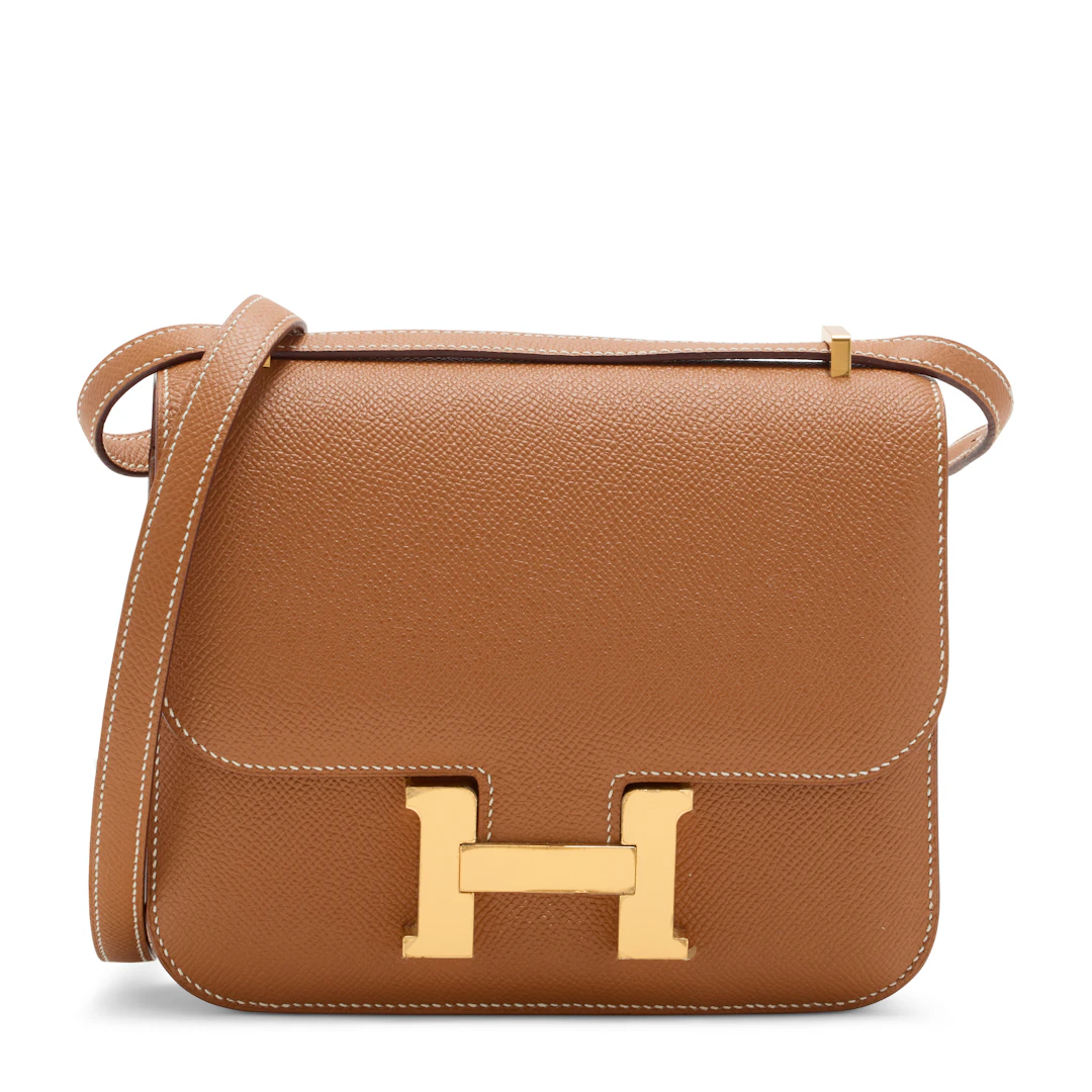 A Gold Epsom Leather Mini Constance with Gold Hardware