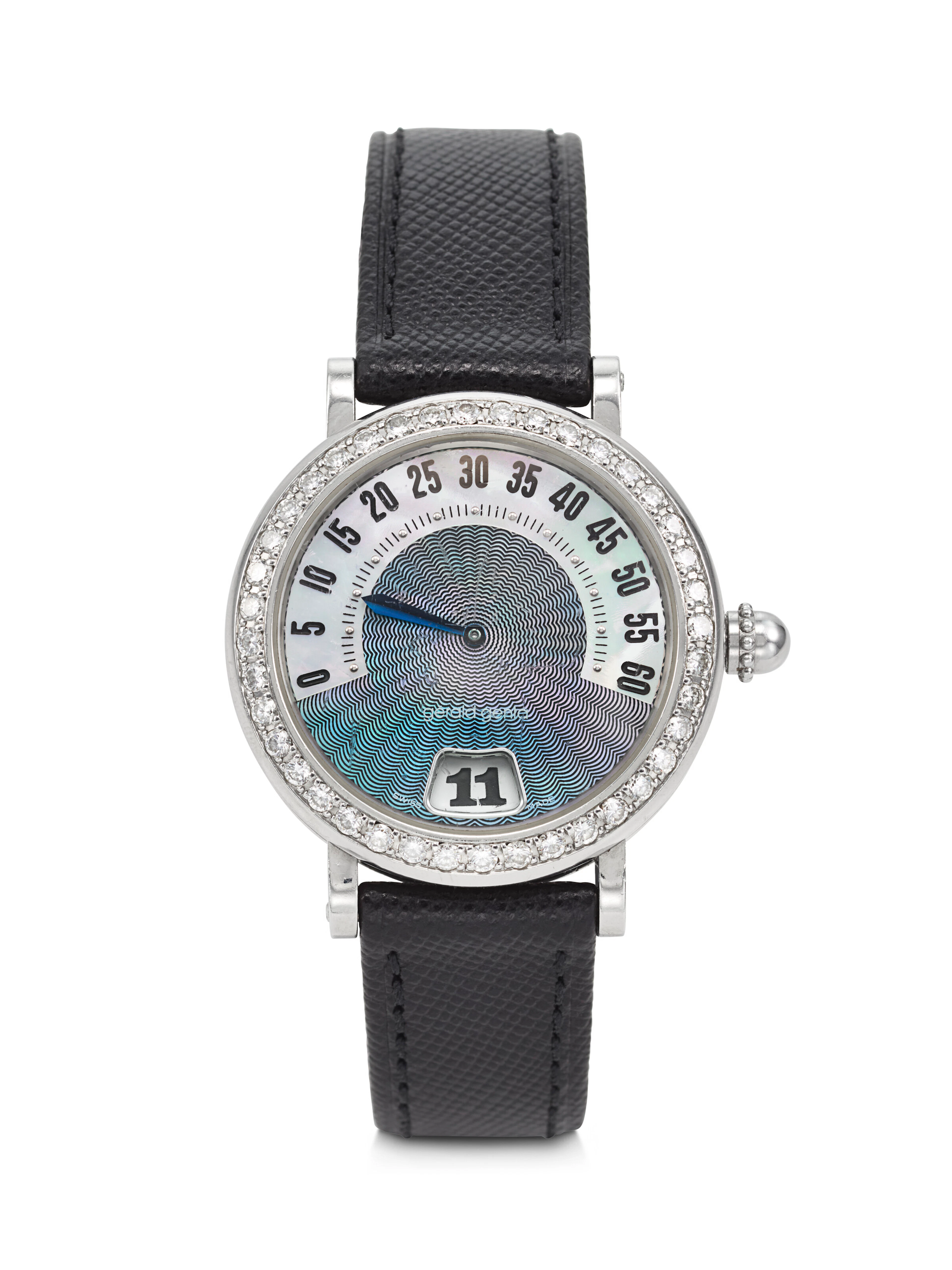 GÉRALD GENTA. AN UNUSUAL STAINLESS STEEL AND DIAMOND-SET AUTOMATIC