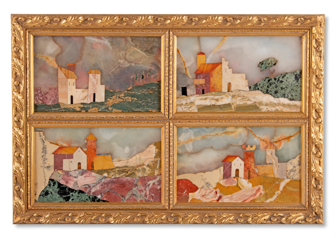 A Set of Four Pietra Dura Panels