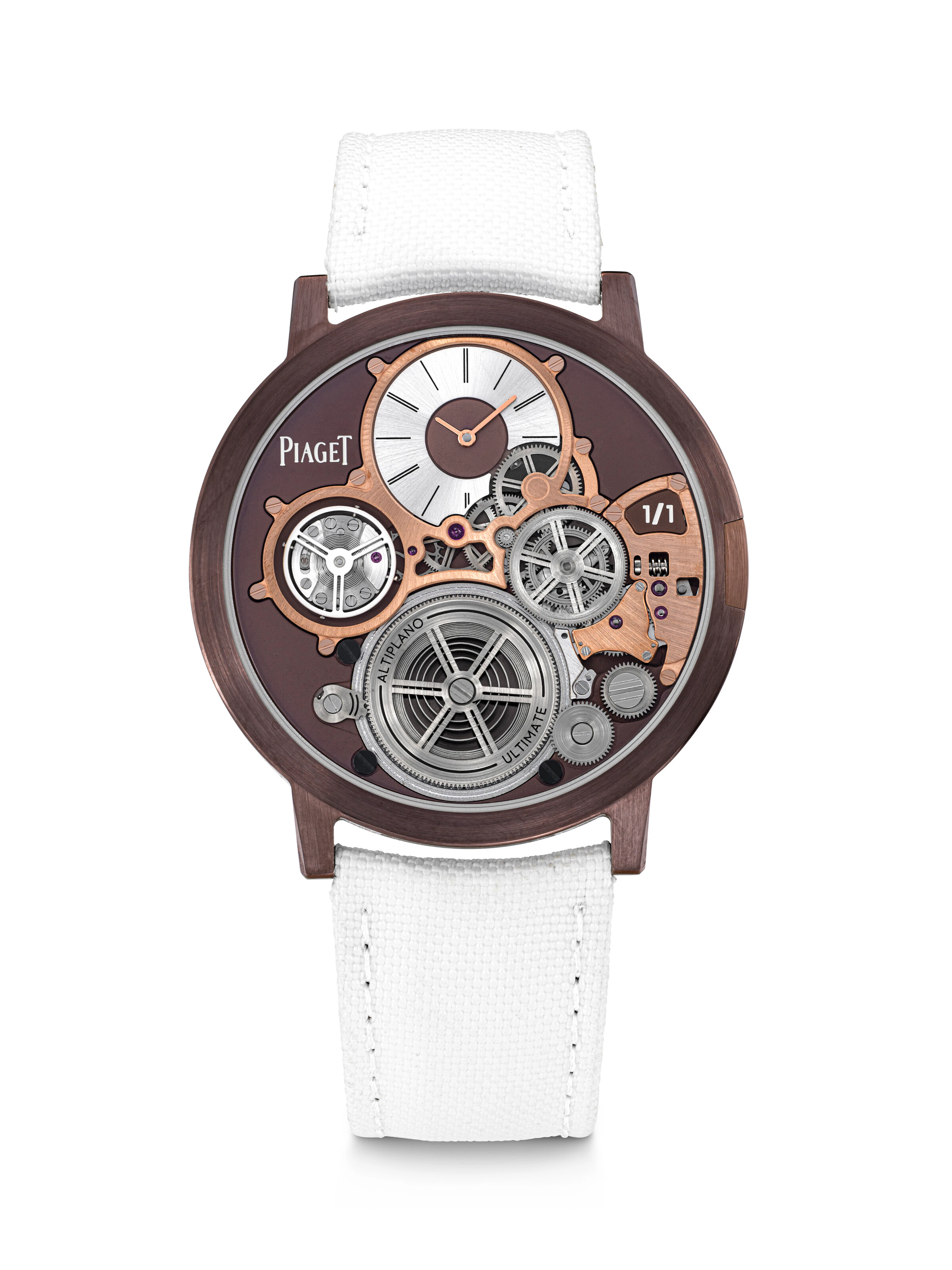 PIAGET. A UNIQUE, INNOVATIVE AND ULTRATHIN BROWN-COATED COBALT WRISTWATCH