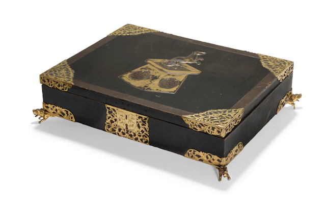 A Lacquered-Wood Gilt-Metal Mounted Document Box