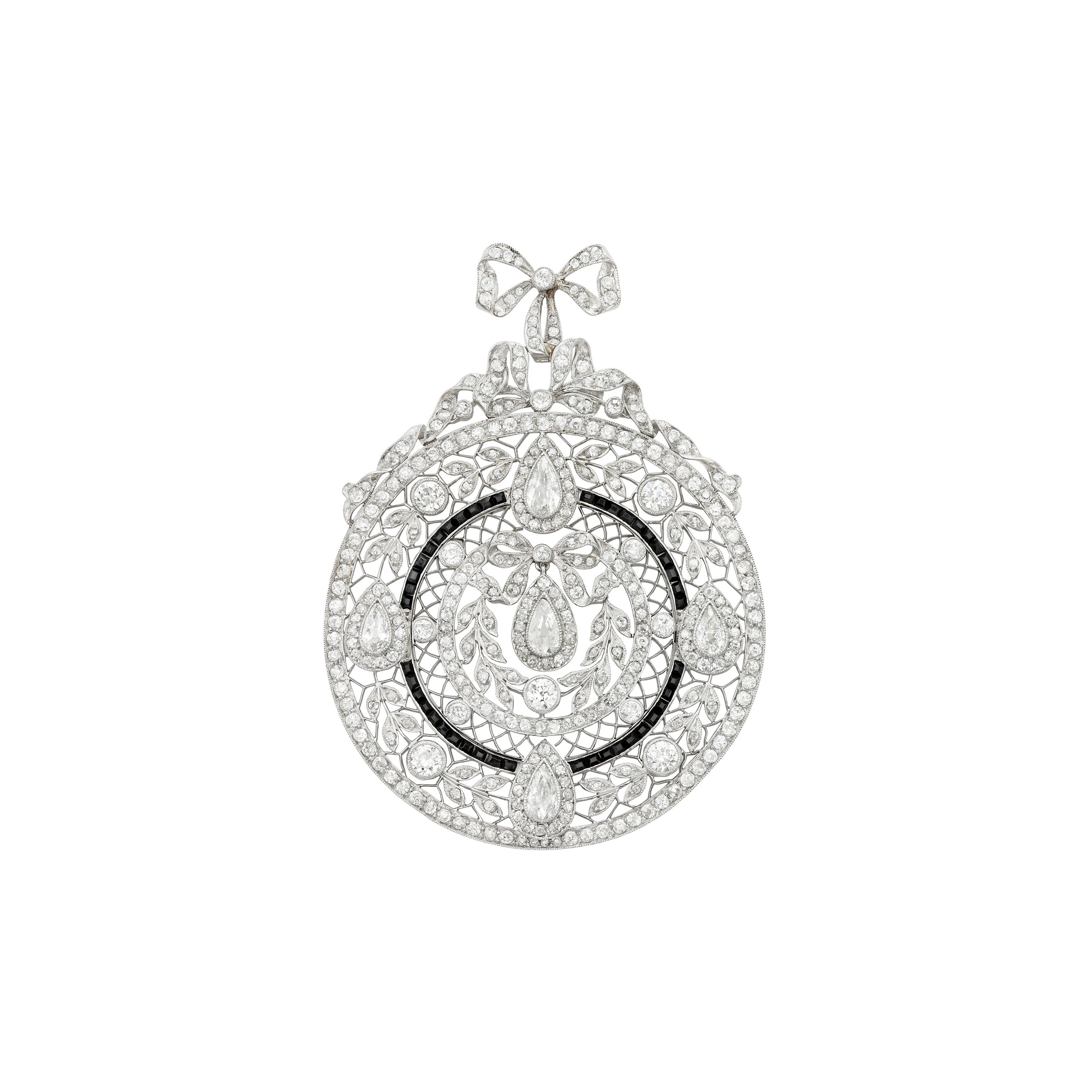 Belle Époque Diamond and Onyx Brooch