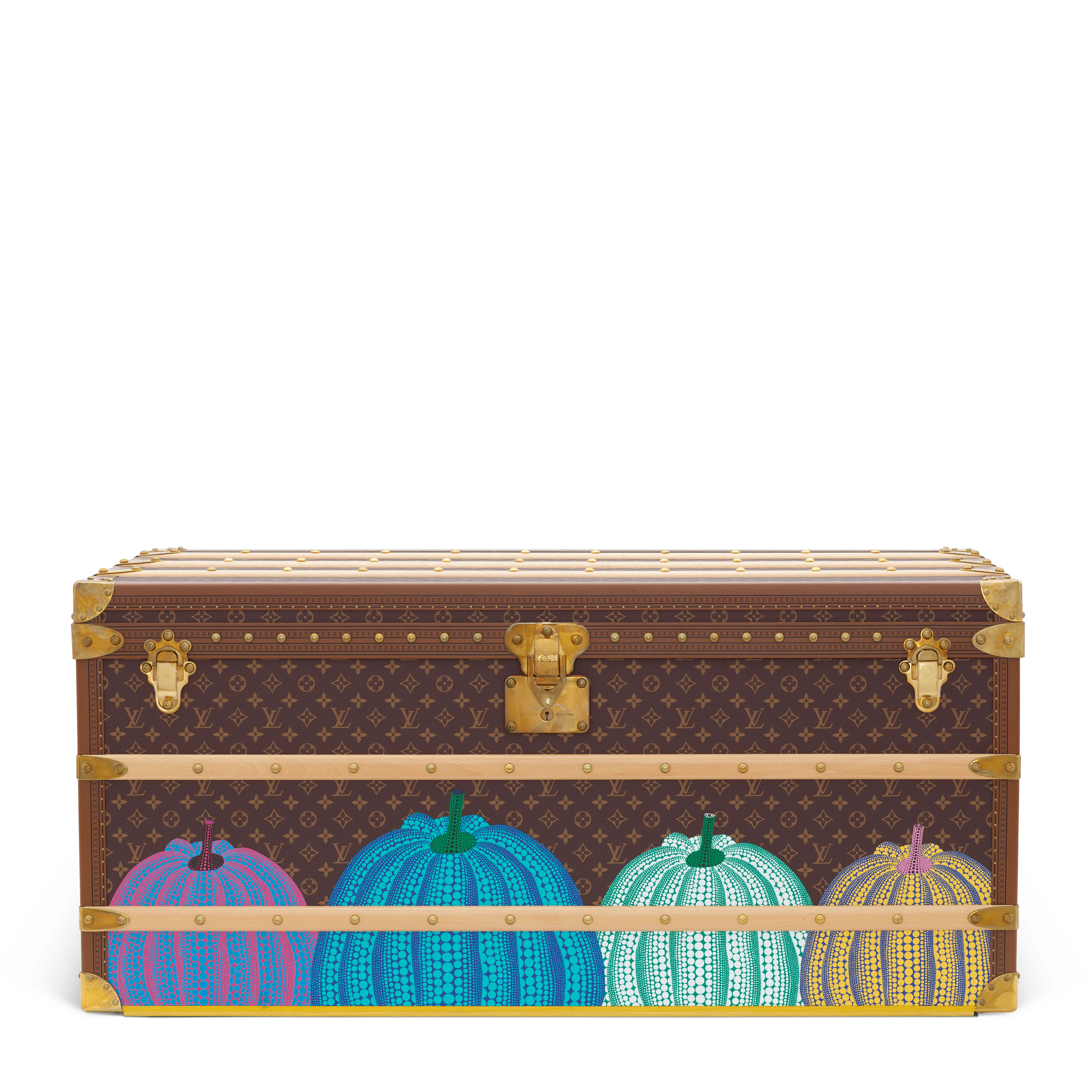 A LIMITED EDITION PAINTED PUMPKIN MONOGRAM COURRIER LOZINE TRUNK 110