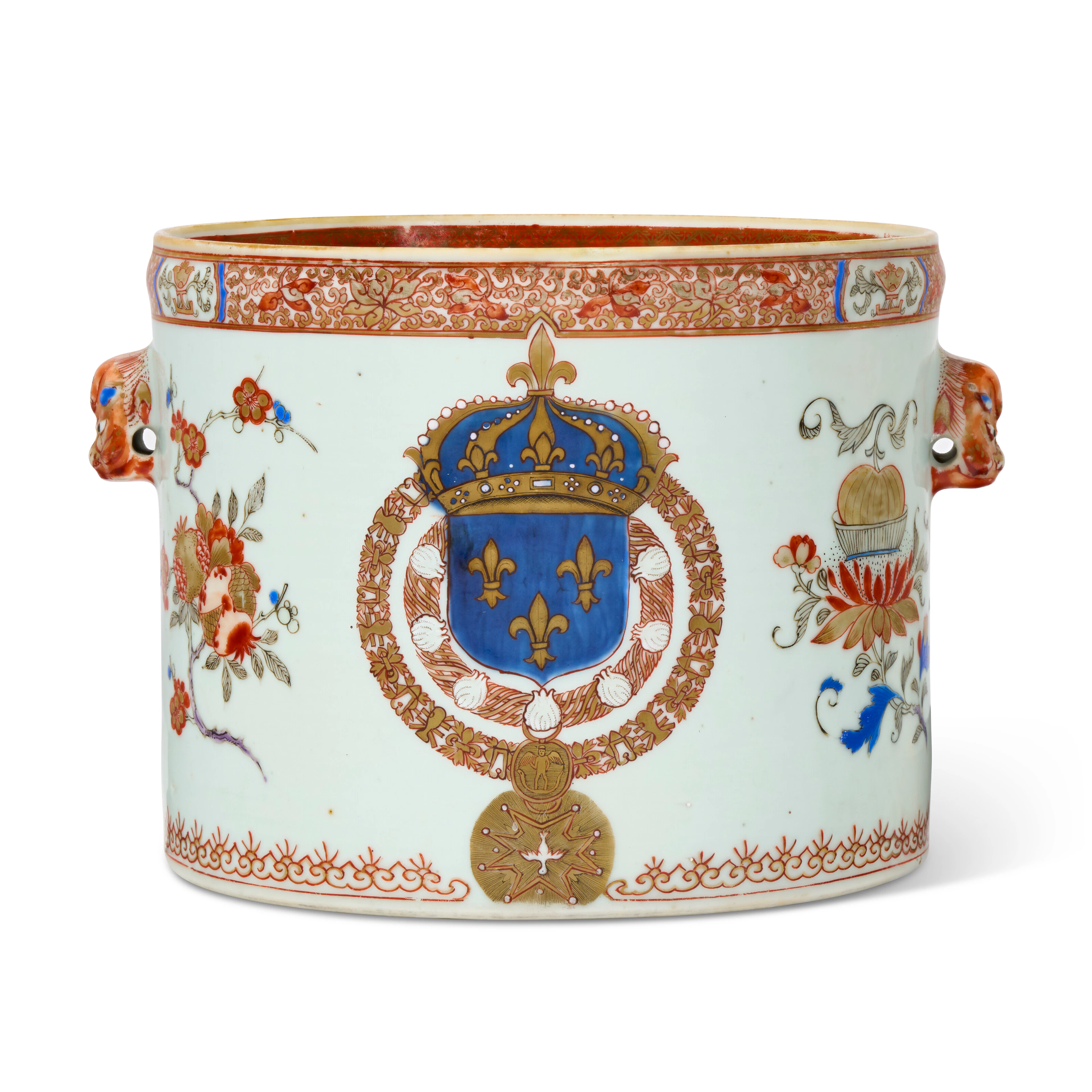 A PORCELAIN WINE COOLER WITH THE FRENCH ROYAL ARMS
