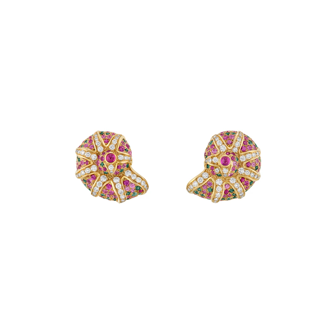 Tiffany & Co. Colored Sapphire and Diamond Seashell Earrings