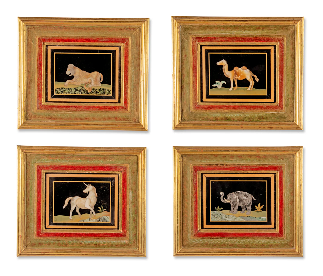 A Set of Four Italian Pietra Dura Plaques