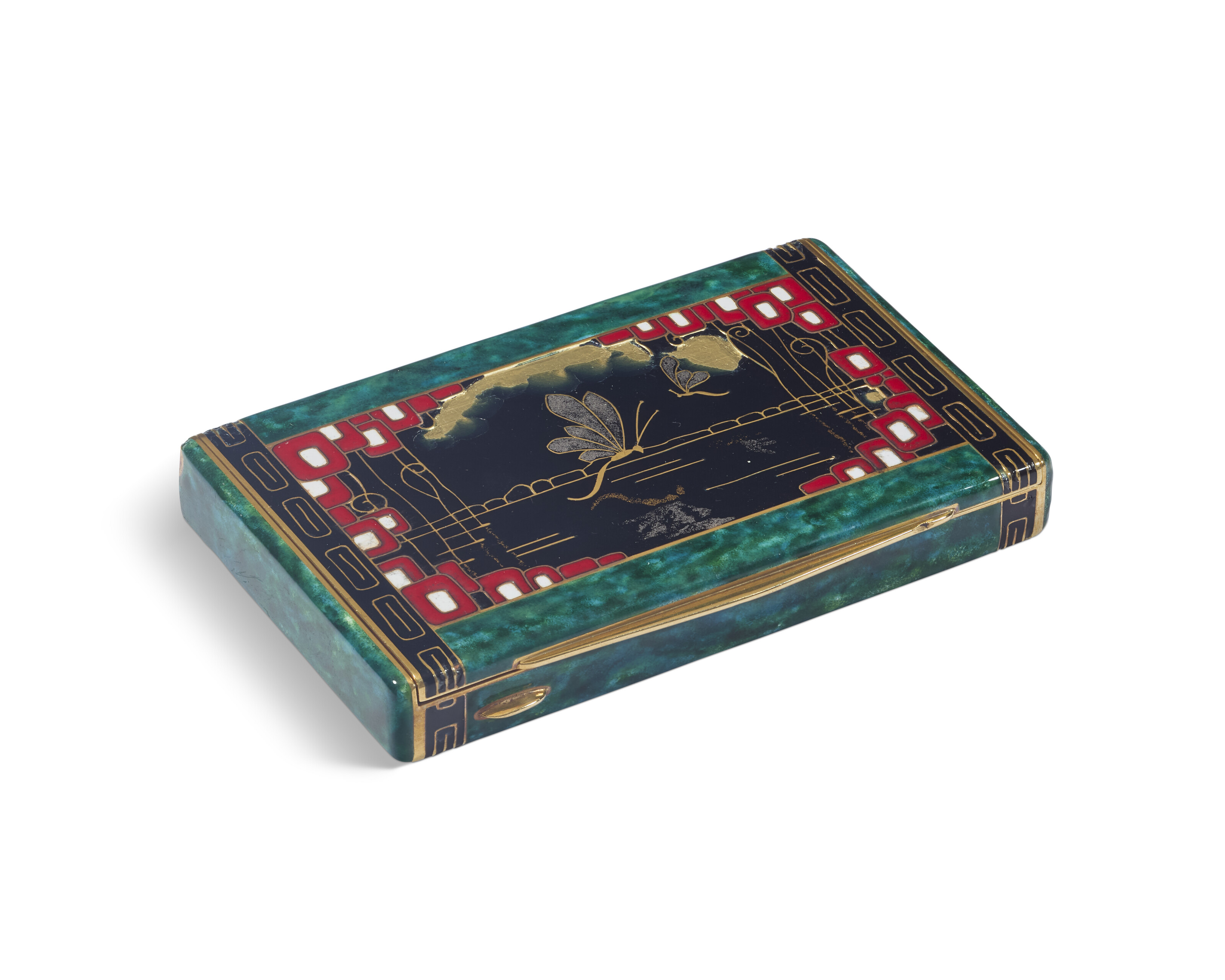 A French Art Deco Gold and Enamel Cigarette Case