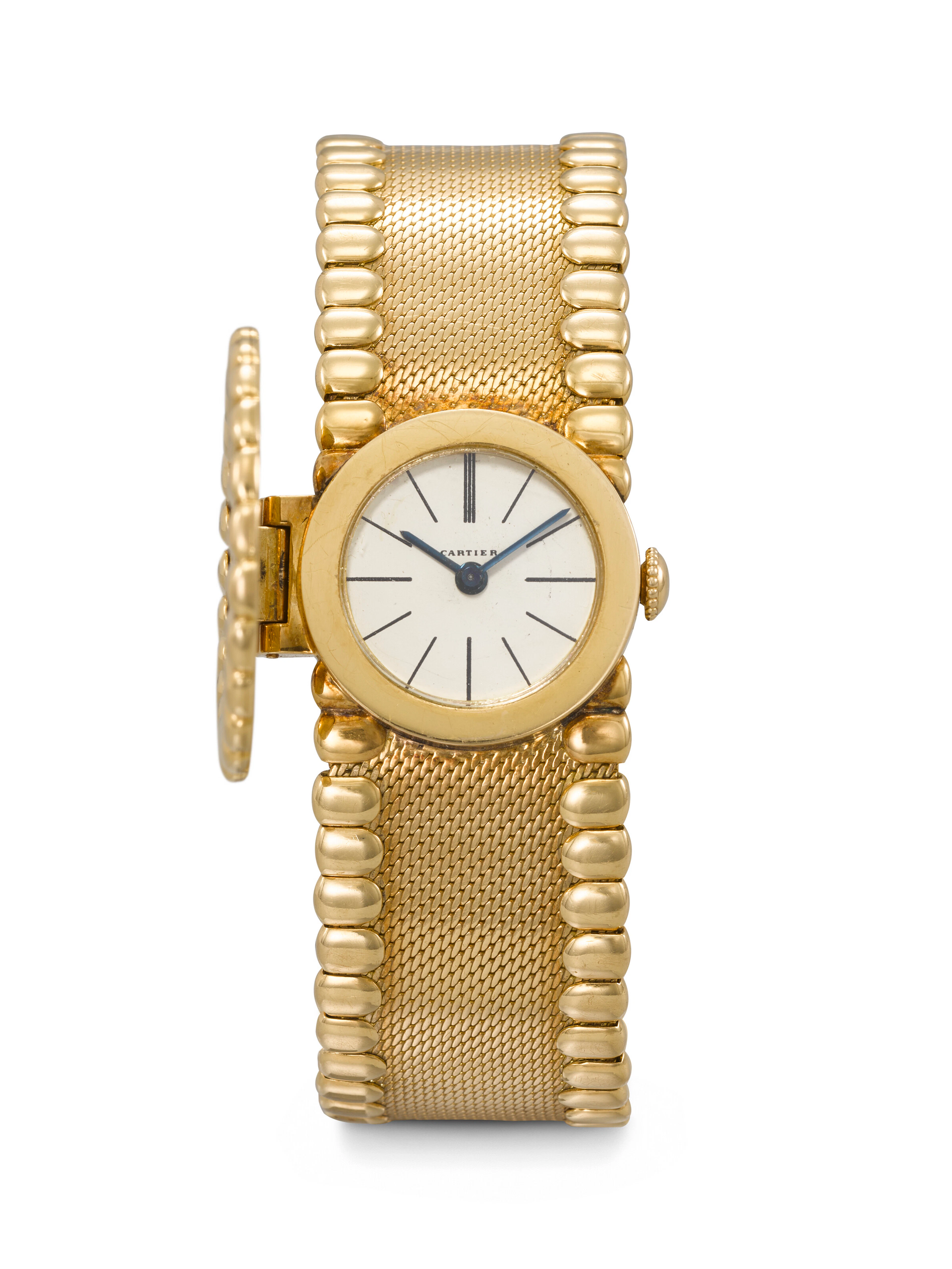 Cartier. A Very Rare and Elegant 18K Gold Bracelet Watch with Concealed Dial