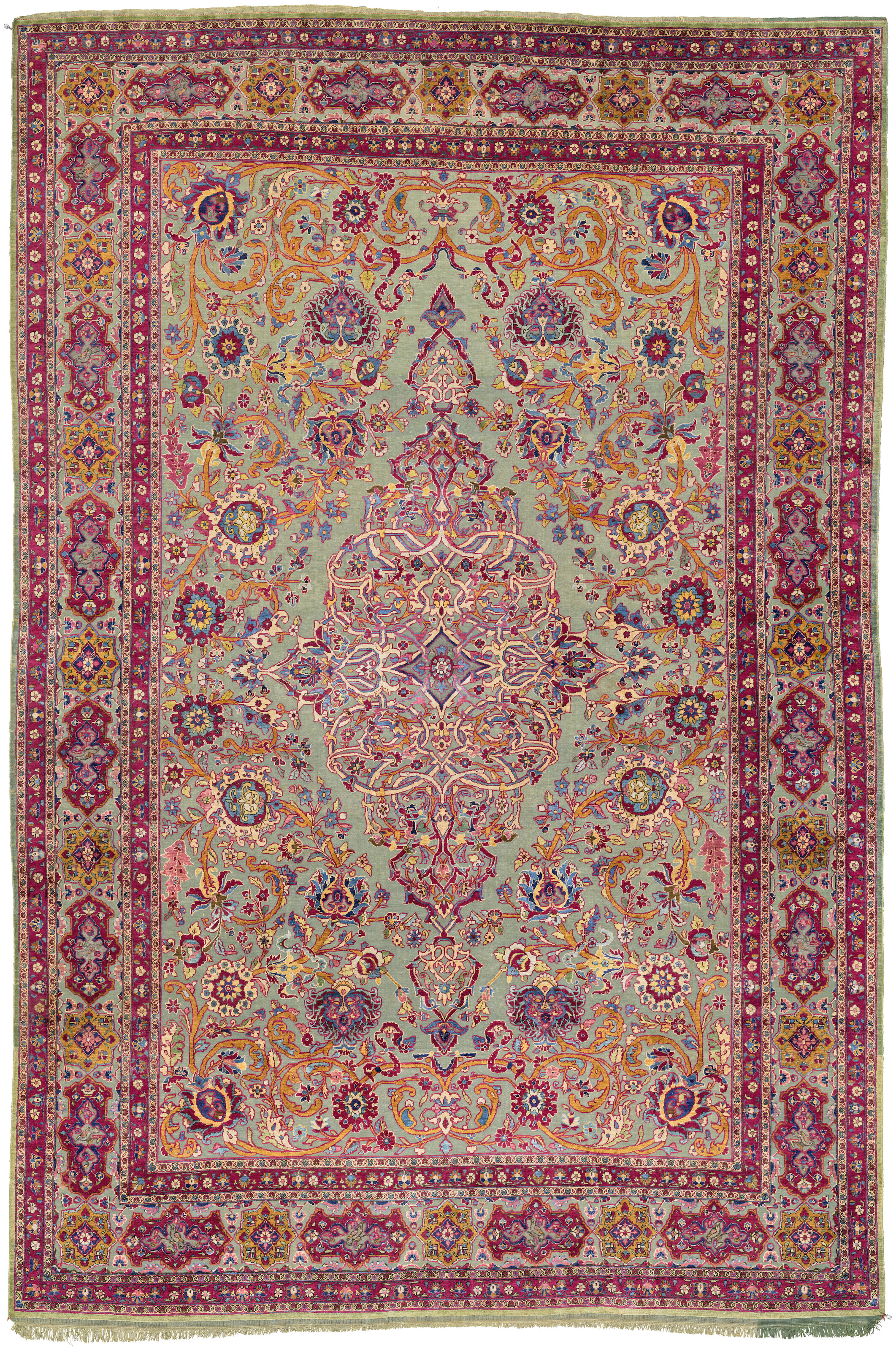 A Silk and Metal-Thread Souf Kashan Carpet