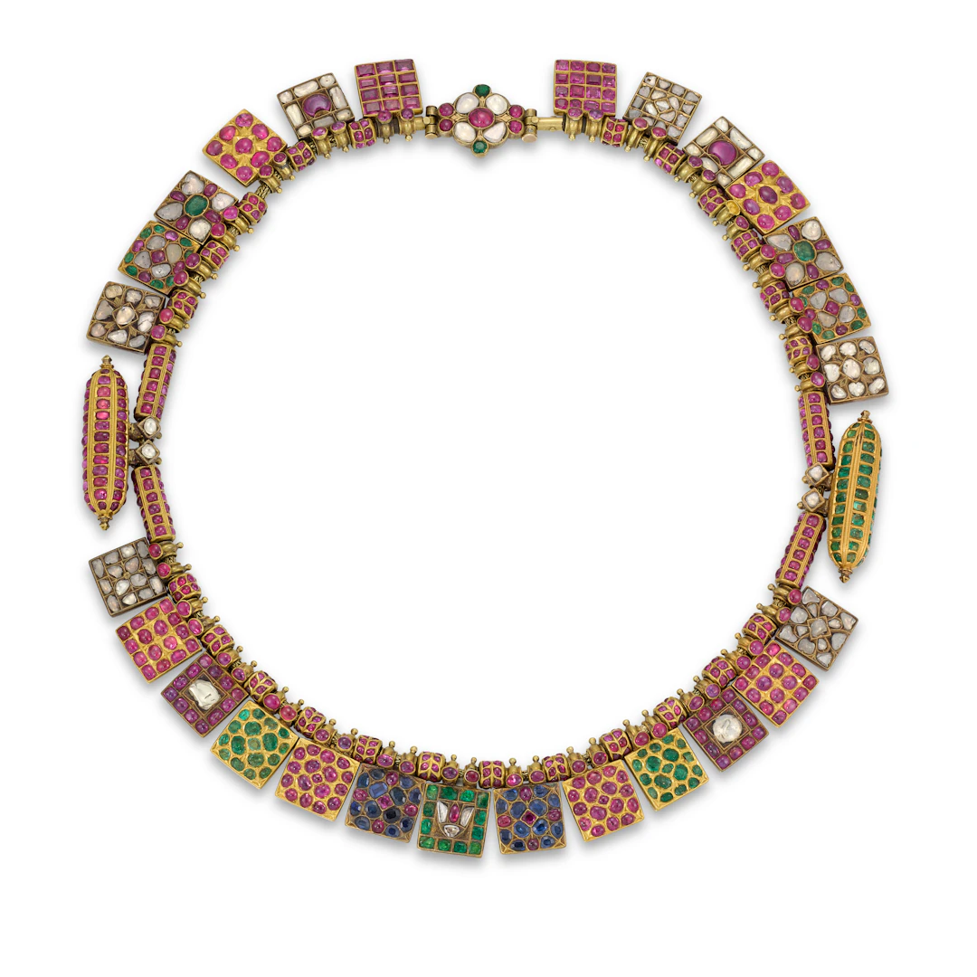 A Gem-Set Gold 'Temple' Necklace