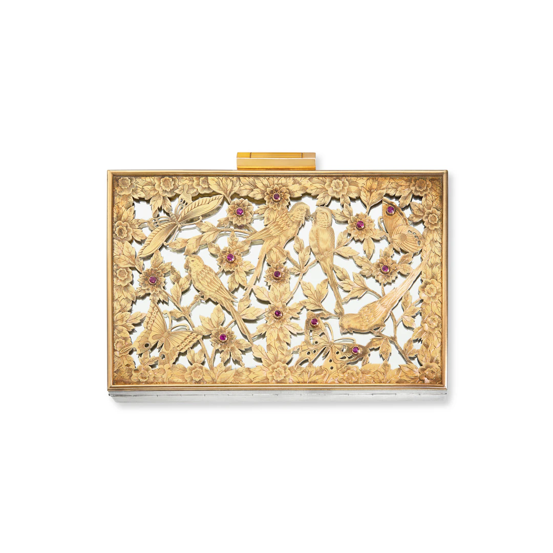Boucheron Retro Silver, Silver-Gilt and Ruby Minaudière
