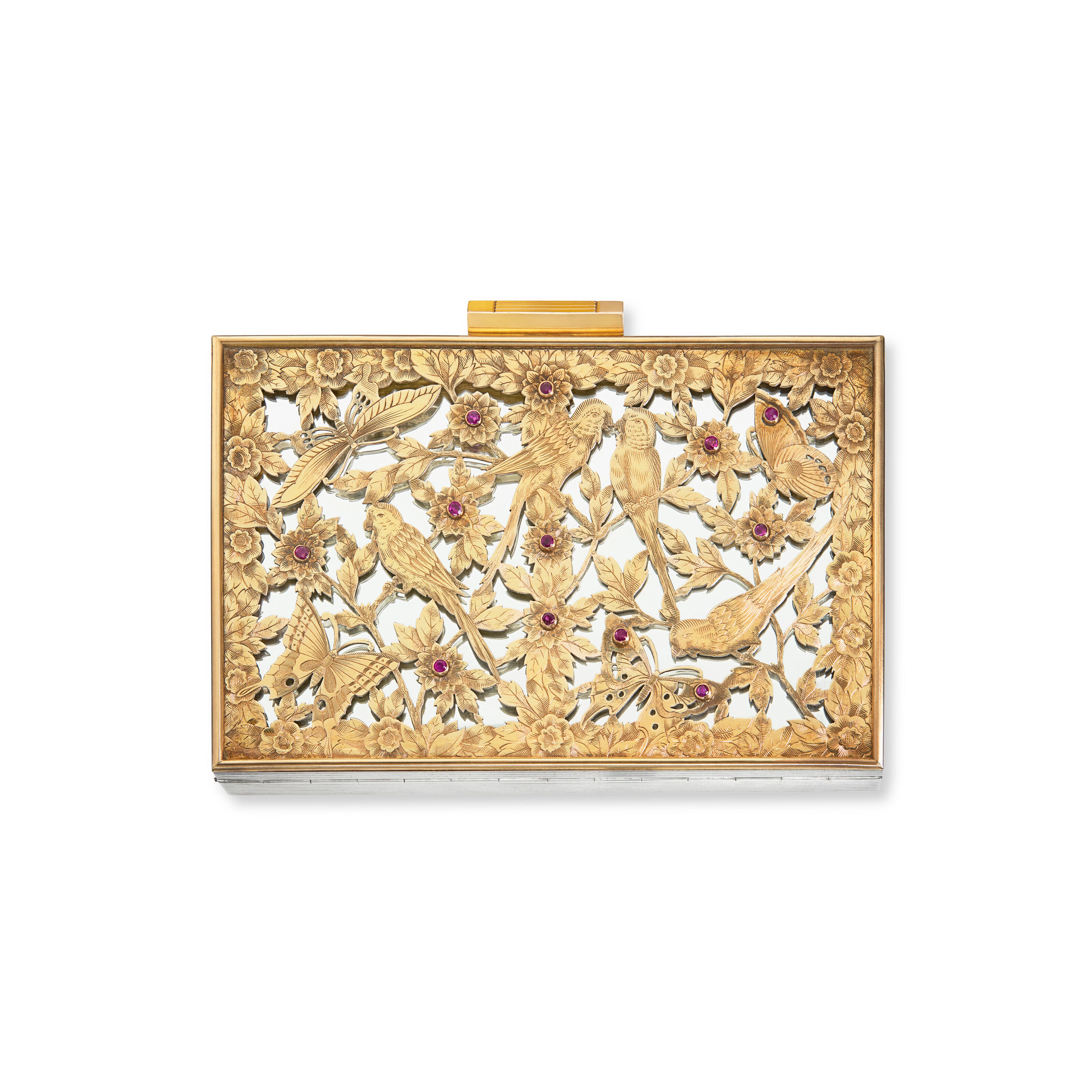 Boucheron Retro Silver, Silver-Gilt and Ruby Minaudière