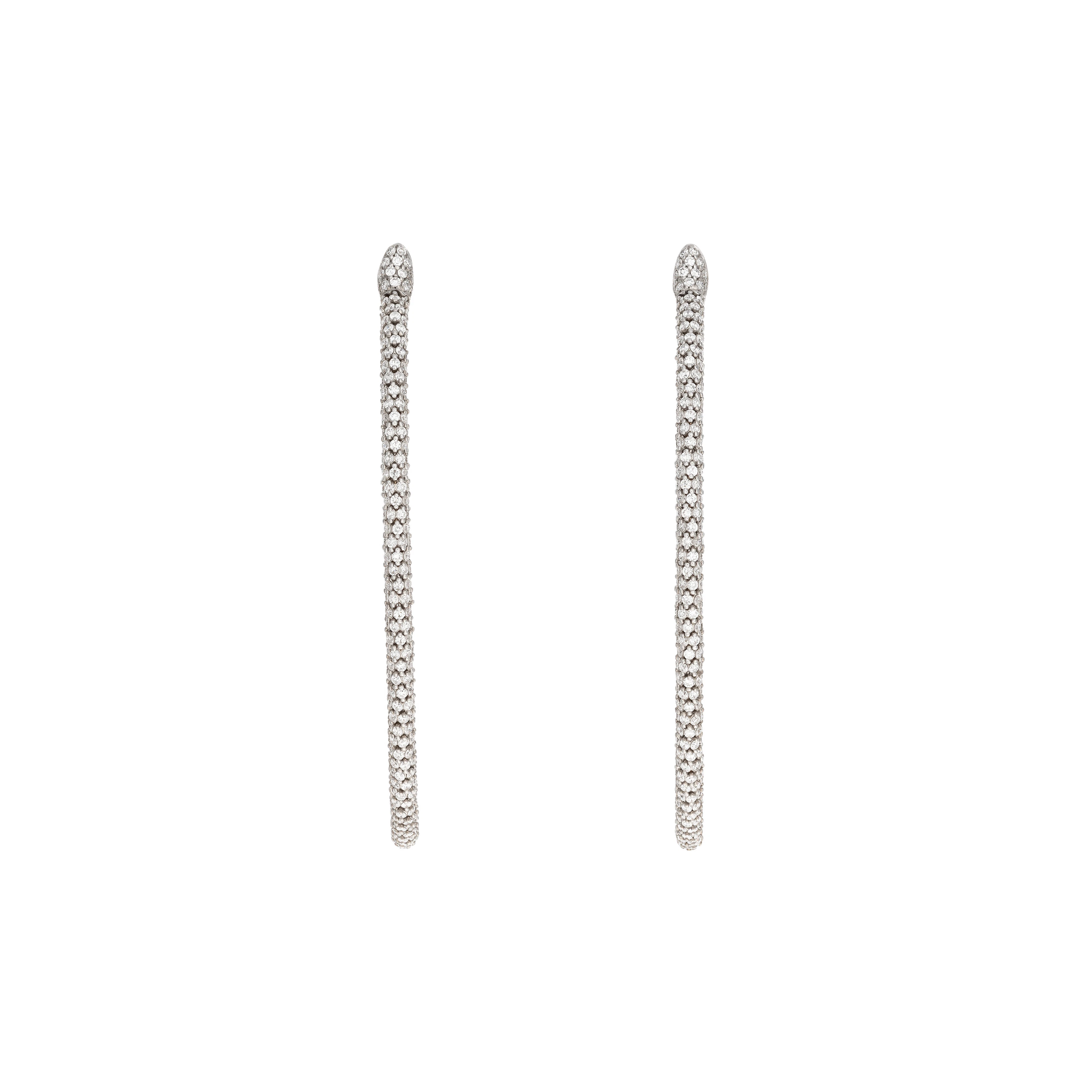 Pair of Diamond Hoop Earrings Attributed to Gavello