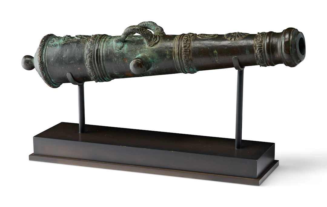 A Louis Xv Patinated Bronze Model of a Cannon Barrel