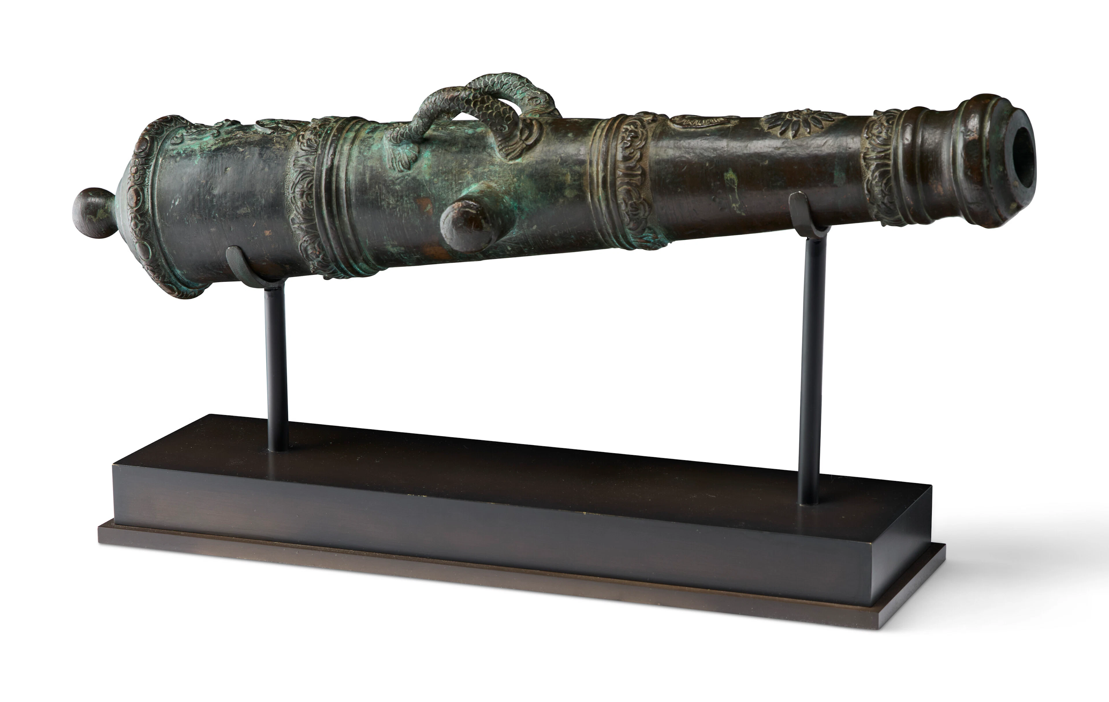 A Louis Xv Patinated Bronze Model of a Cannon Barrel