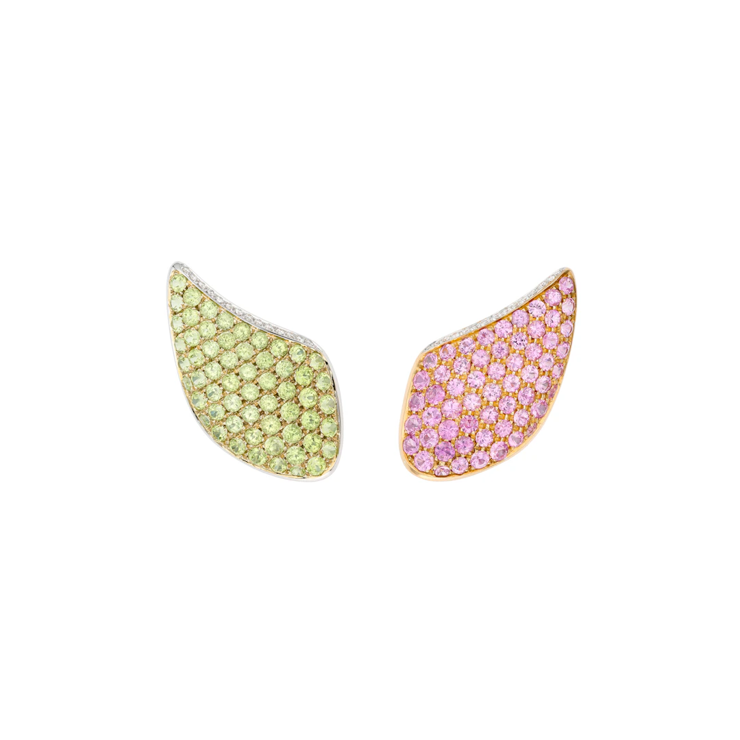 Gavello Pair of Peridot, Coloured Sapphire and Diamond Earrings