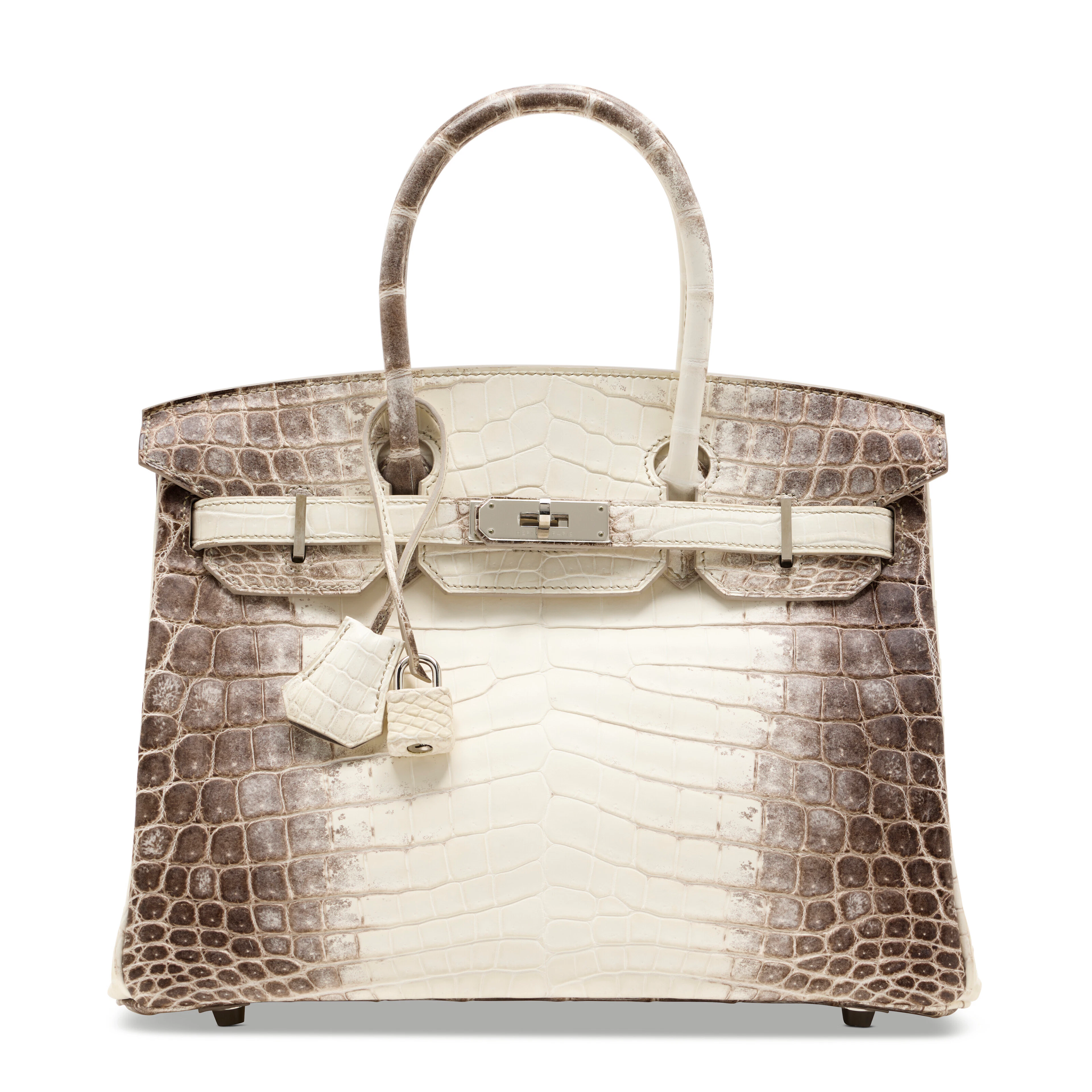 A RARE, MATTE WHITE HIMALAYA NILOTICUS CROCODILE BIRKIN 30 WITH PALLADIUM
