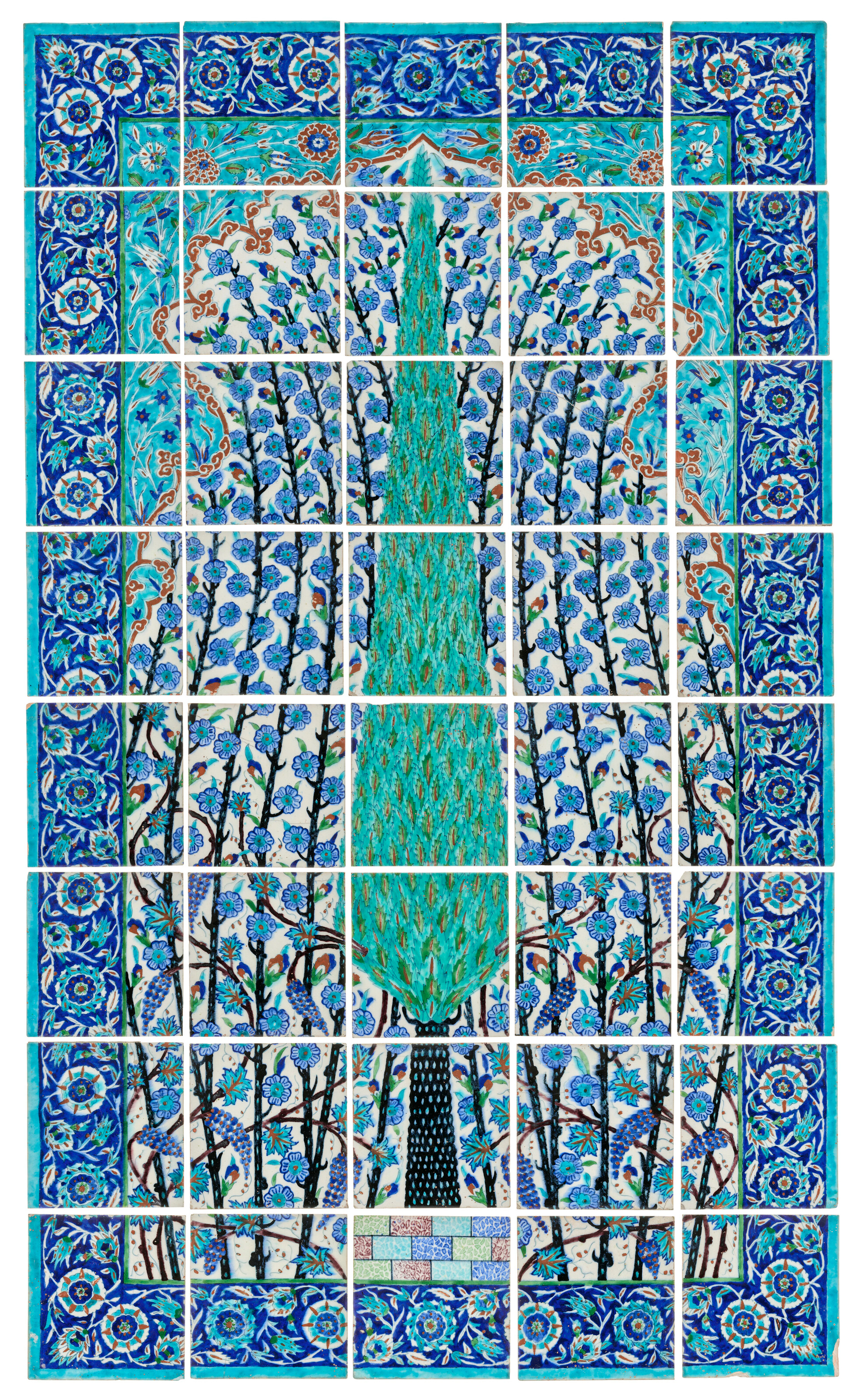 AN IZNIK-STYLE POTTERY TILE PANEL