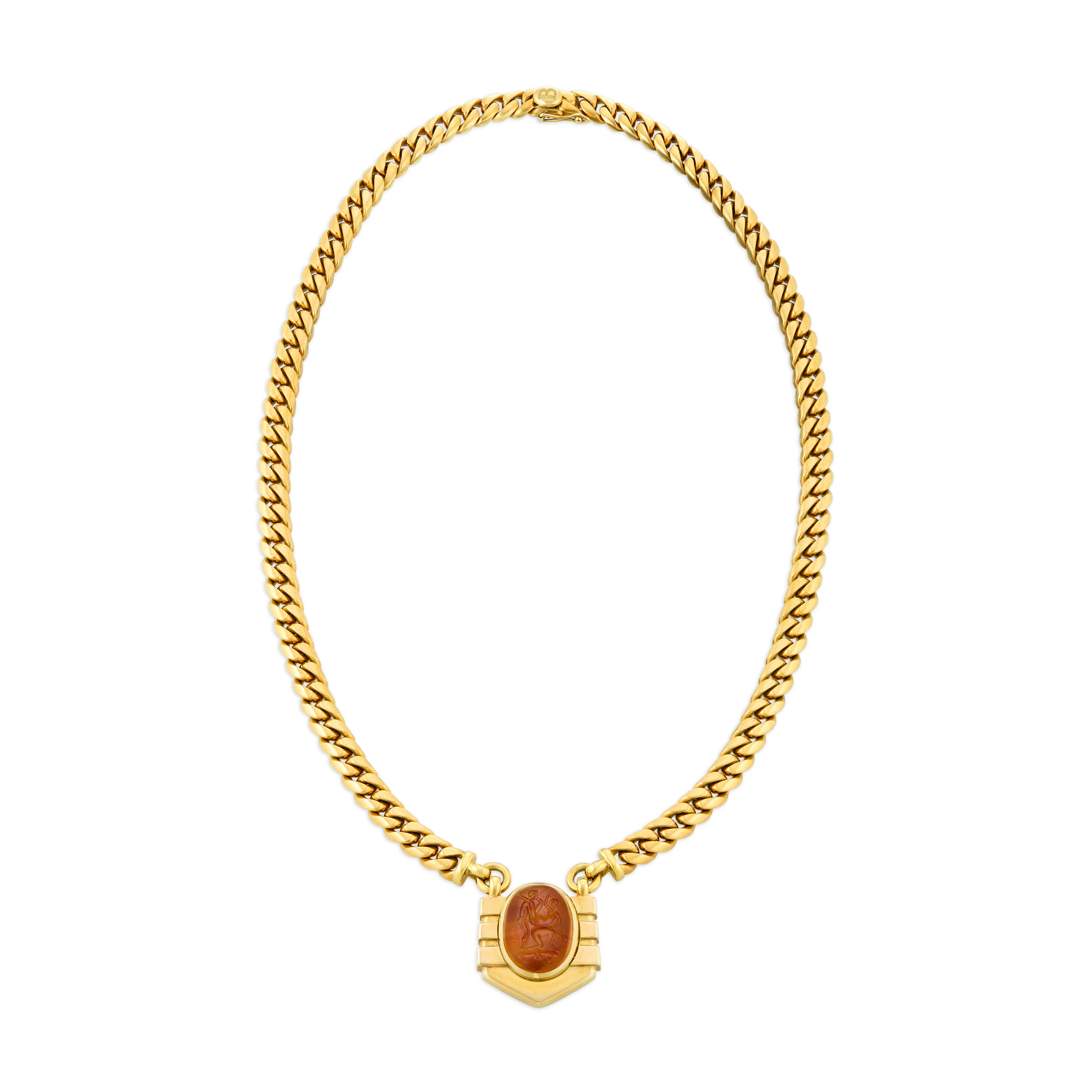 Bulgari Agate Intaglio and Gold Necklace