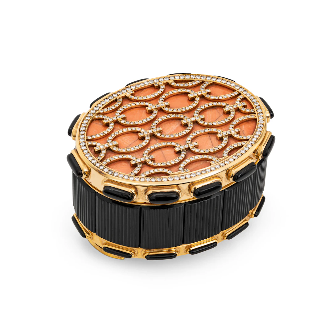 Cartier Coral, Onyx and Diamond Box