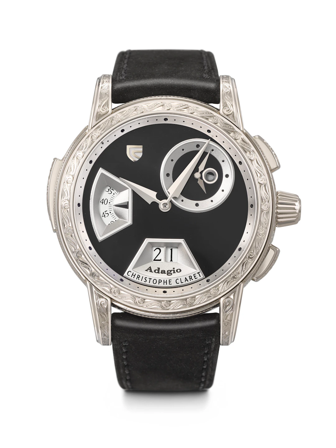 Christophe Claret. A Unique and Intricately Hand-Engraved 18K White