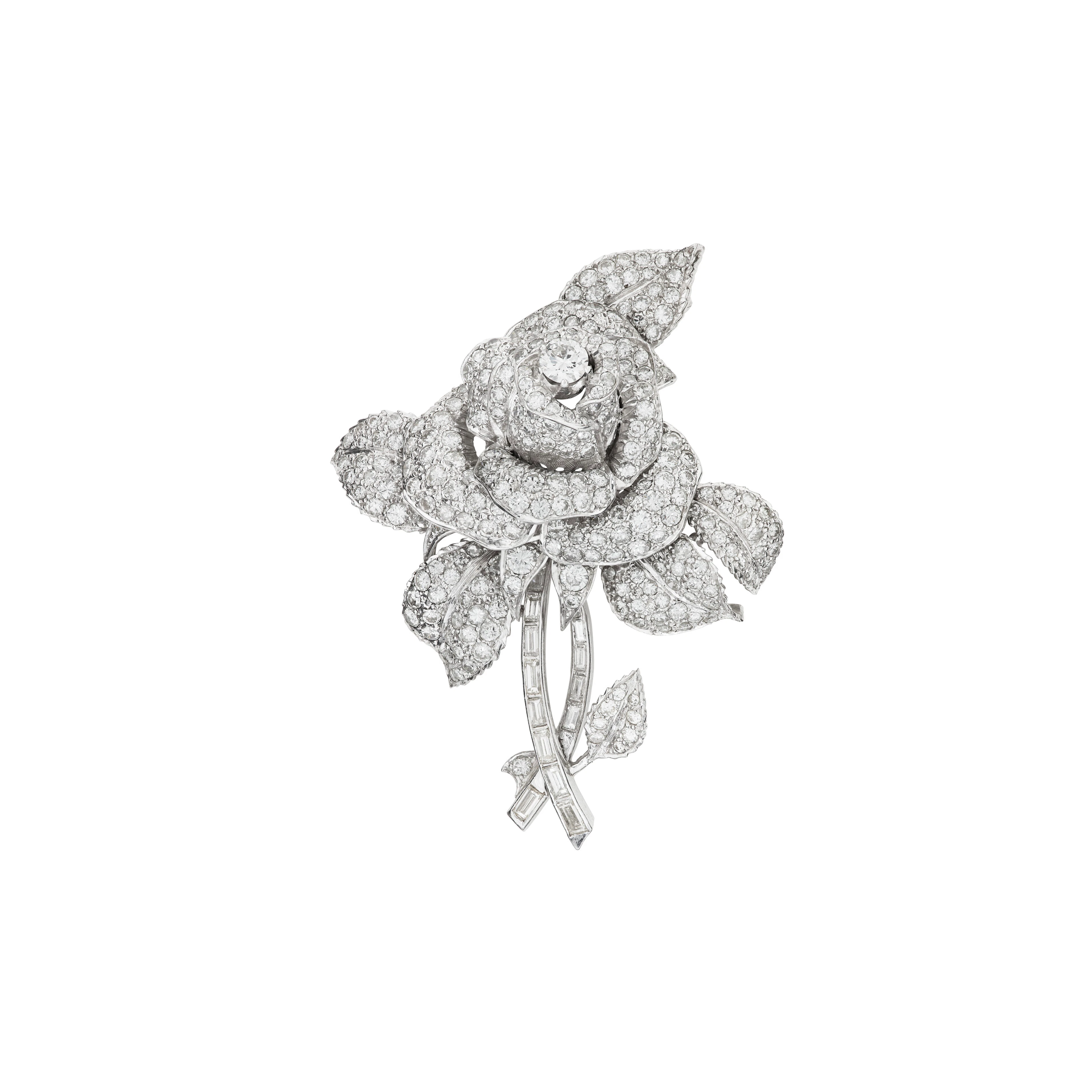 Diamond Flower Brooch