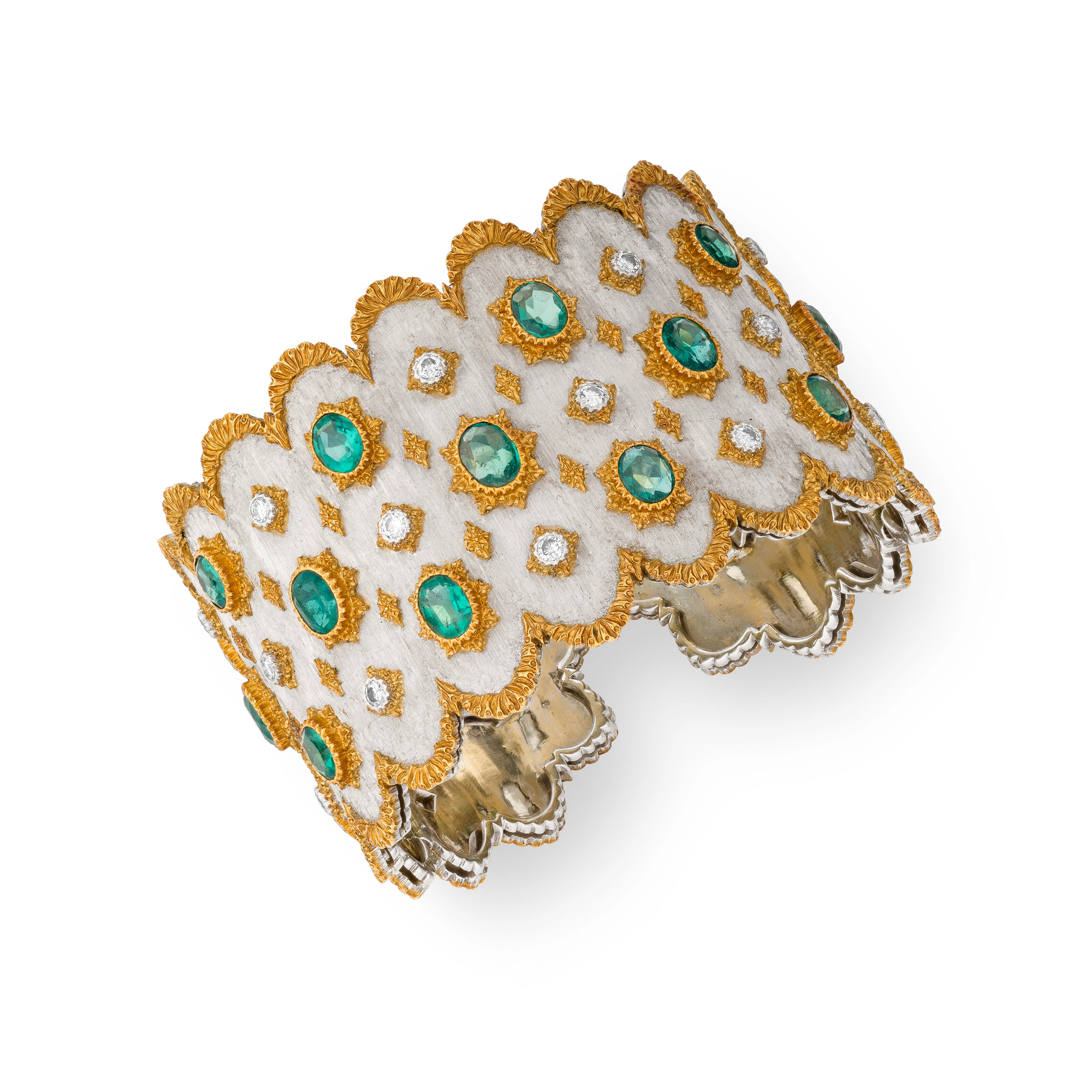 Buccellati Emerald and Diamond Cuff