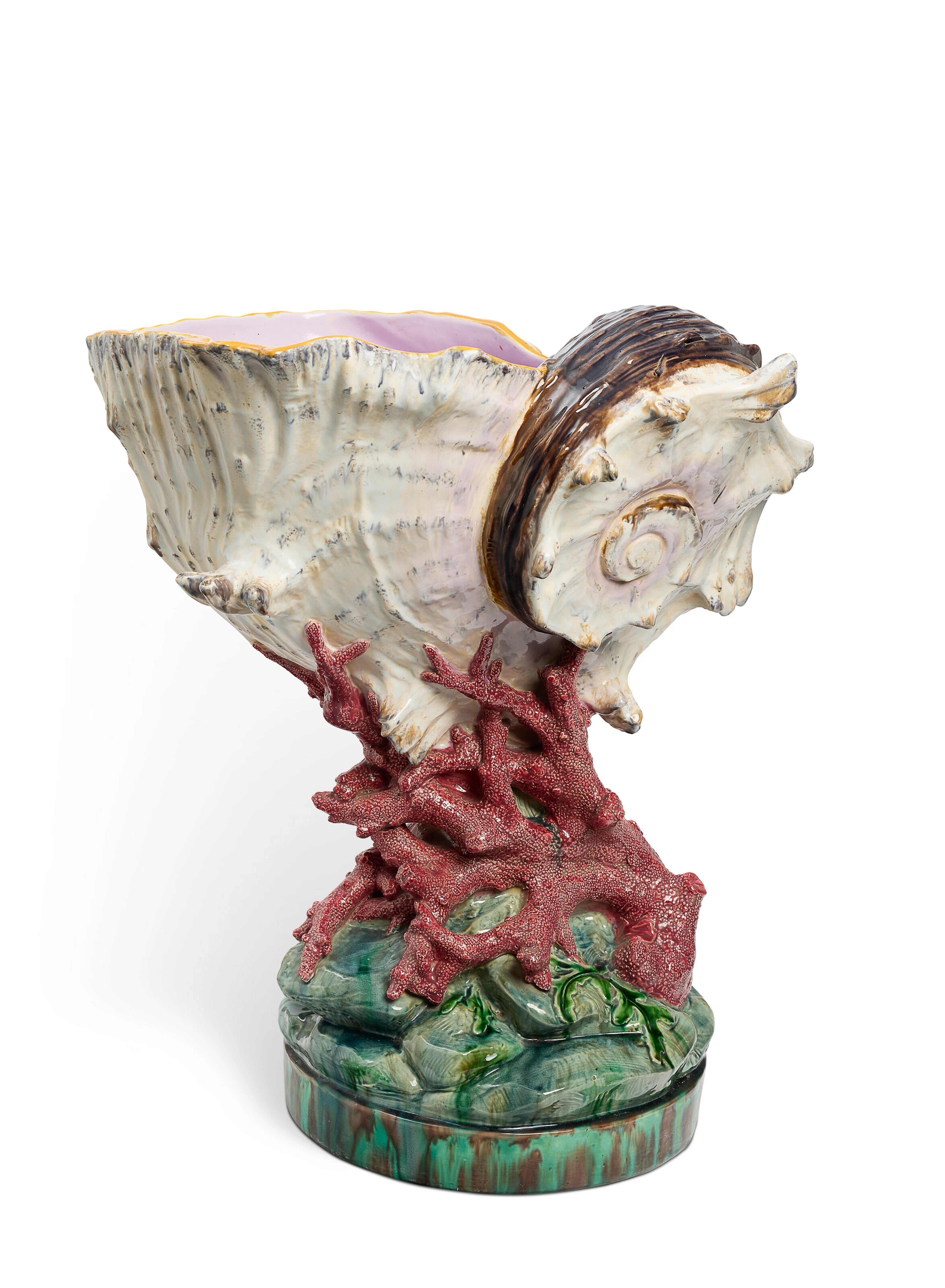 A Minton Majolica Nautilus Shell Jardiniere