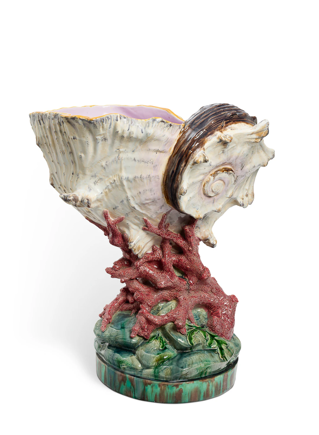 A Minton Majolica Nautilus Shell Jardiniere