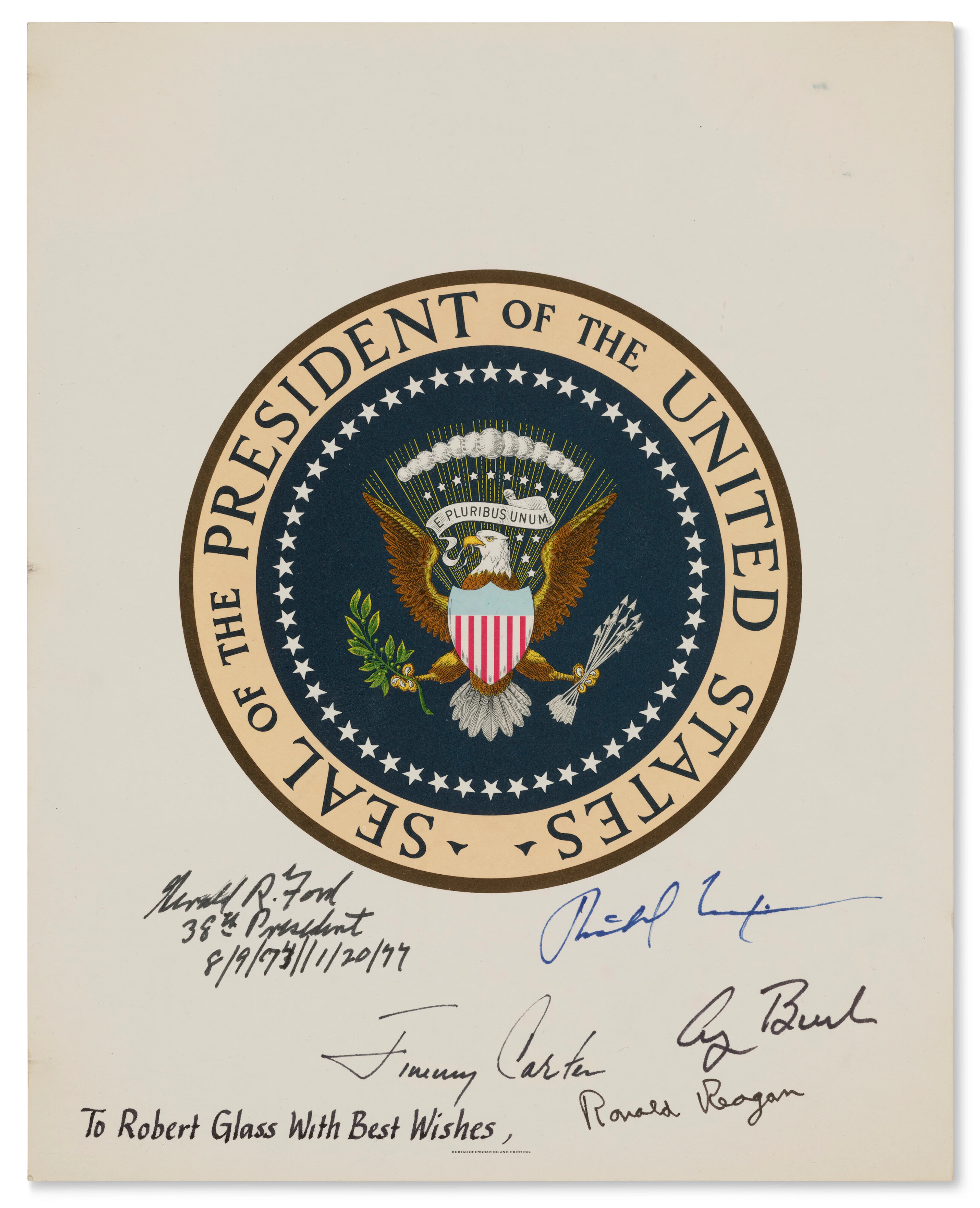 The Signatures of Five U.s. Presidents
