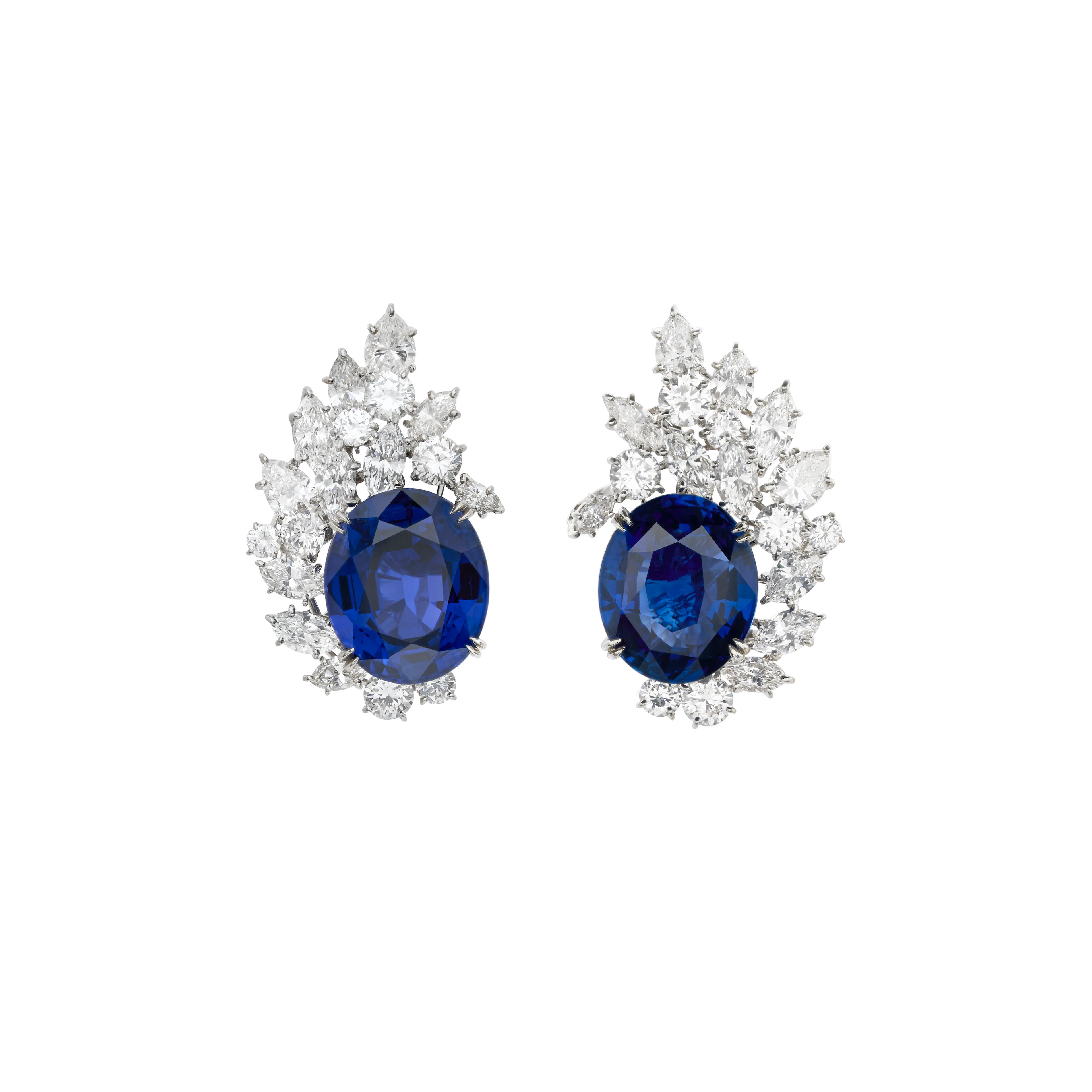 Important Pair of Van Cleef & Arpels Sapphire and Diamond Earrings