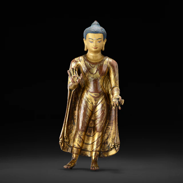 A Gilt Copper Alloy Figure of Shakyamui Buddha