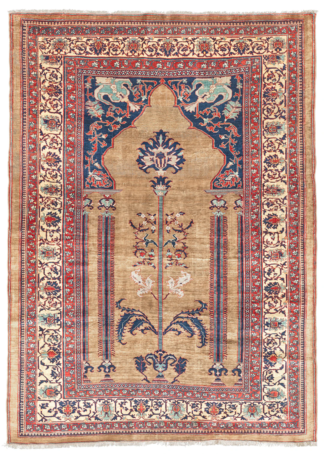 A Silk Heriz Prayer Rug